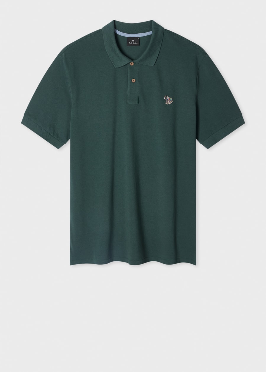 Men's Dark Teal Contrast Tipping Zip-Neck Polo Shirt