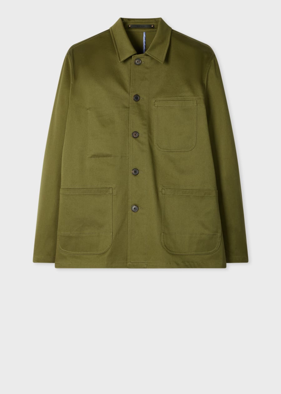Pale Blue Garment-Dyed Cotton Chore Jacket