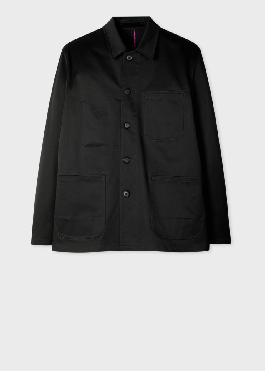 Men's Navy Wool and Linen-Blend Collarless Jacket
