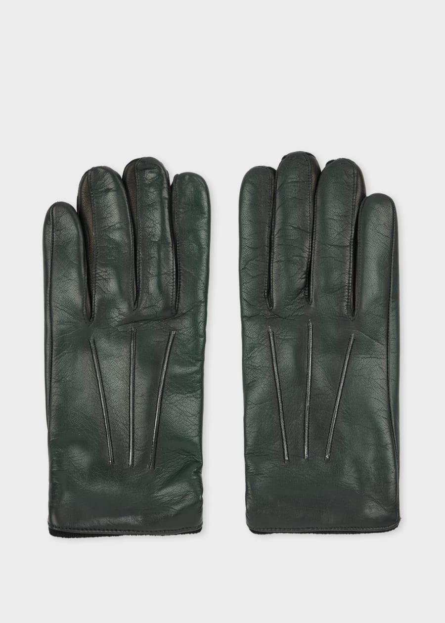 Men's Black Leather Gloves With 'Signature Stripe' Piping