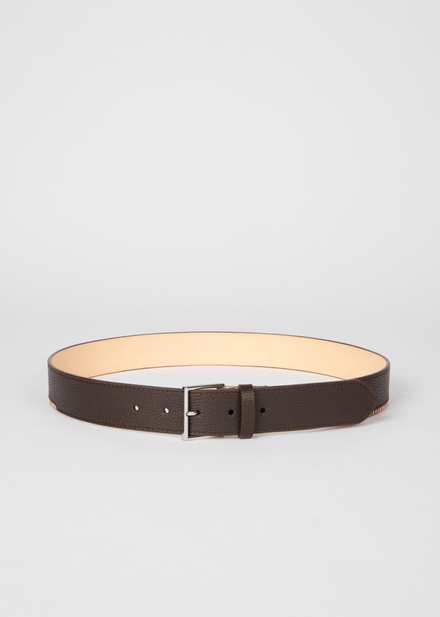 Men's Chocolate Brown Leather Double Keeper Classic Suit Belt