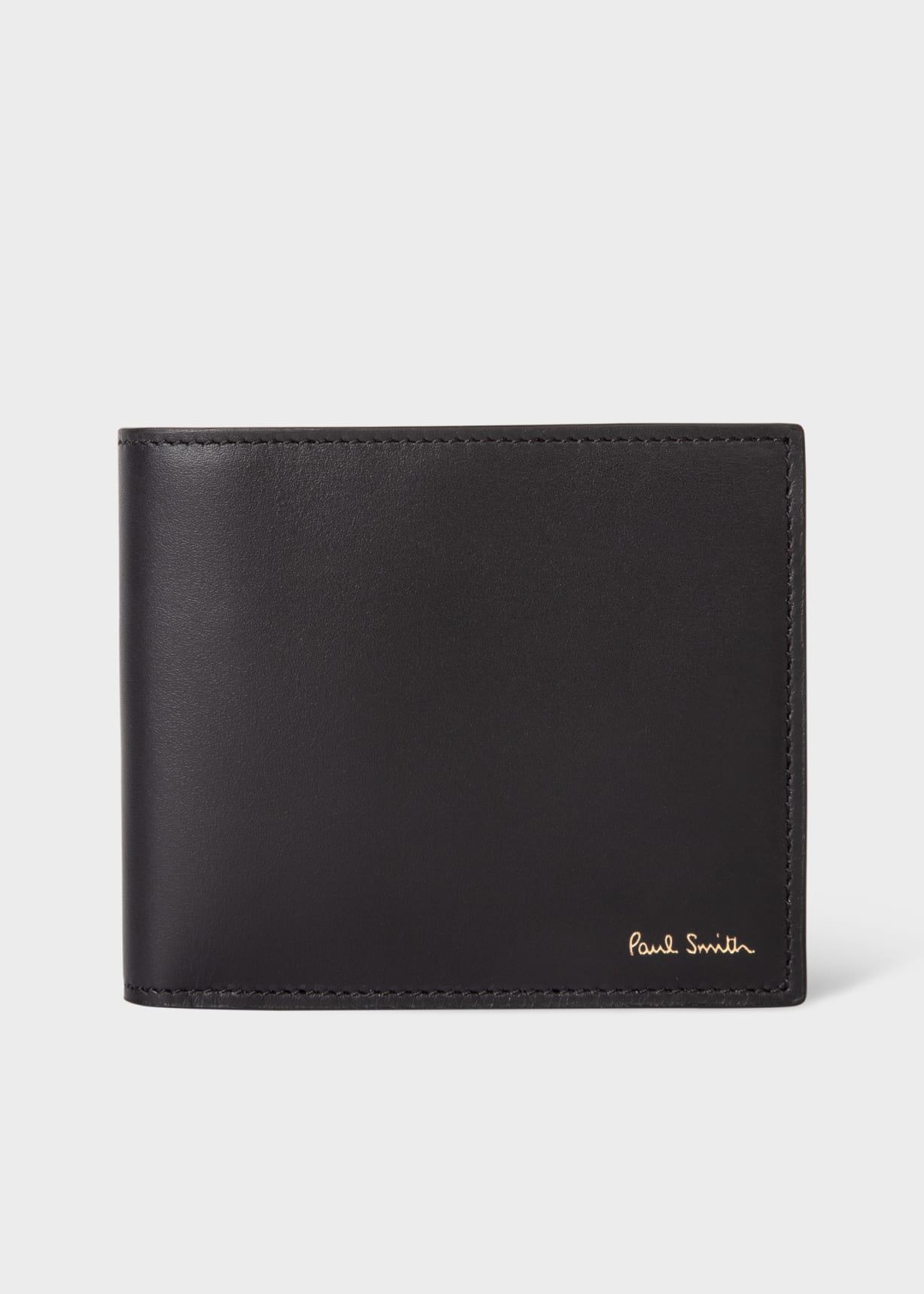 ポールスミス Paul Smith WALLET Black Leather 'Signature Stripe' Billfold & Coin Wallet