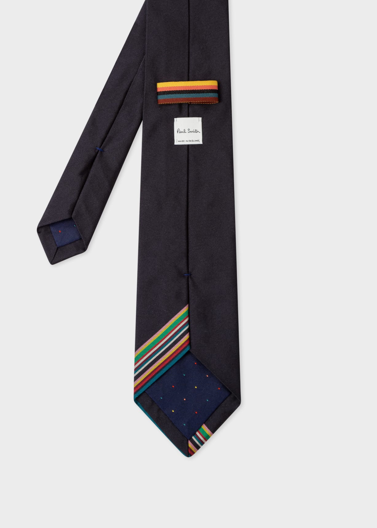 Navy Embroidered 'Signature Stripe' Silk Tie
