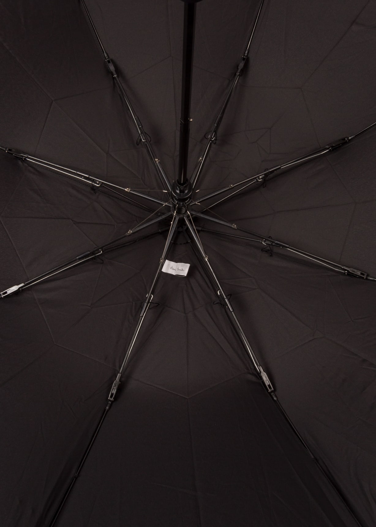 Black 'Signature Stripe' Border Compact Umbrella With Crook Wooden