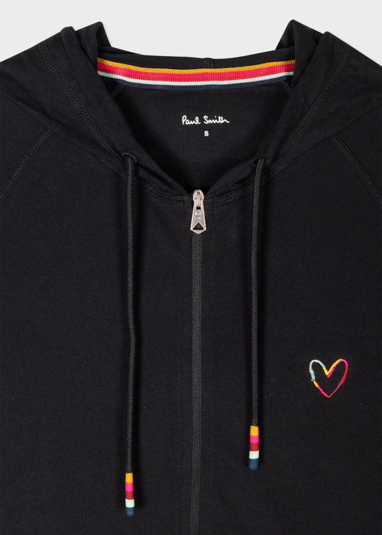 Women's Black Cotton 'Swirl Heart' Zip Up Lounge Hoodie