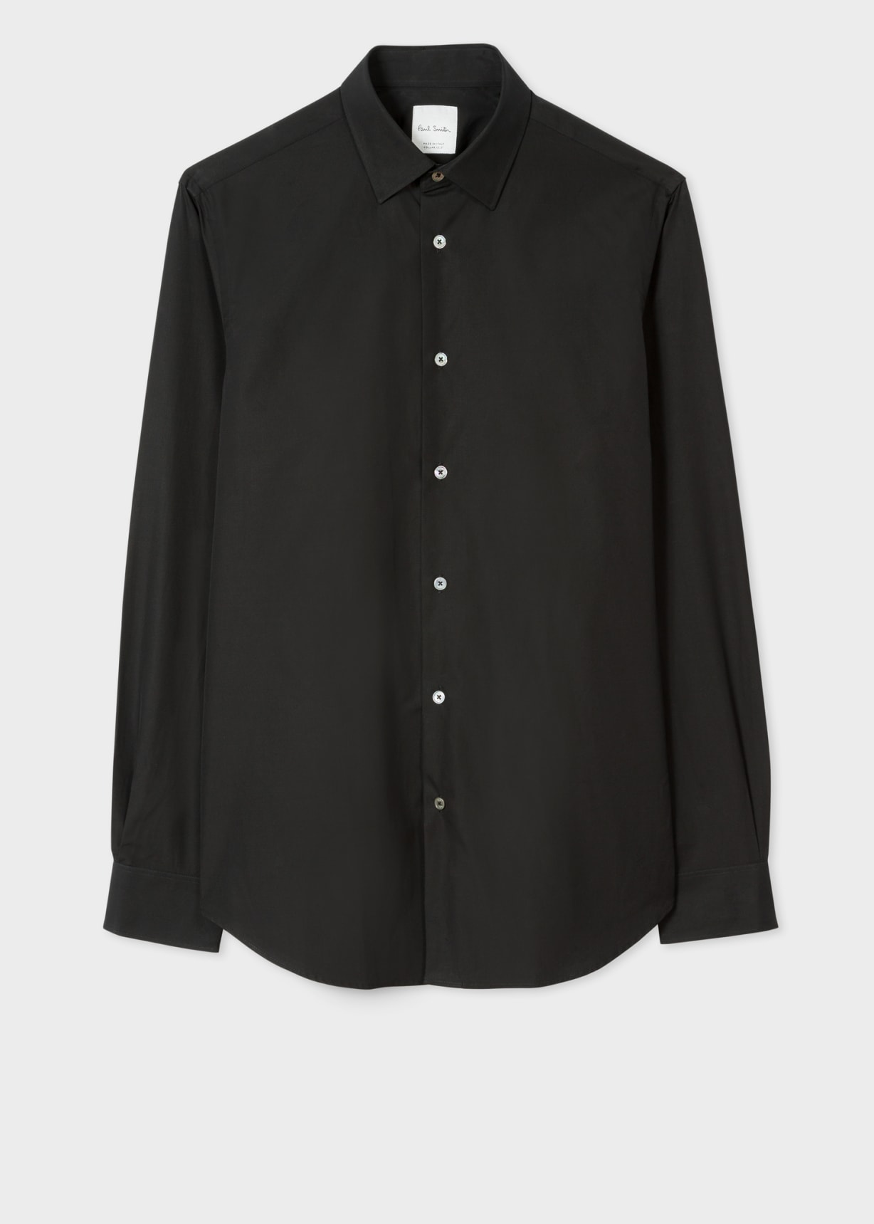 Tailored-Fit Black Cotton 'Artist Stripe' Cuff Shirt