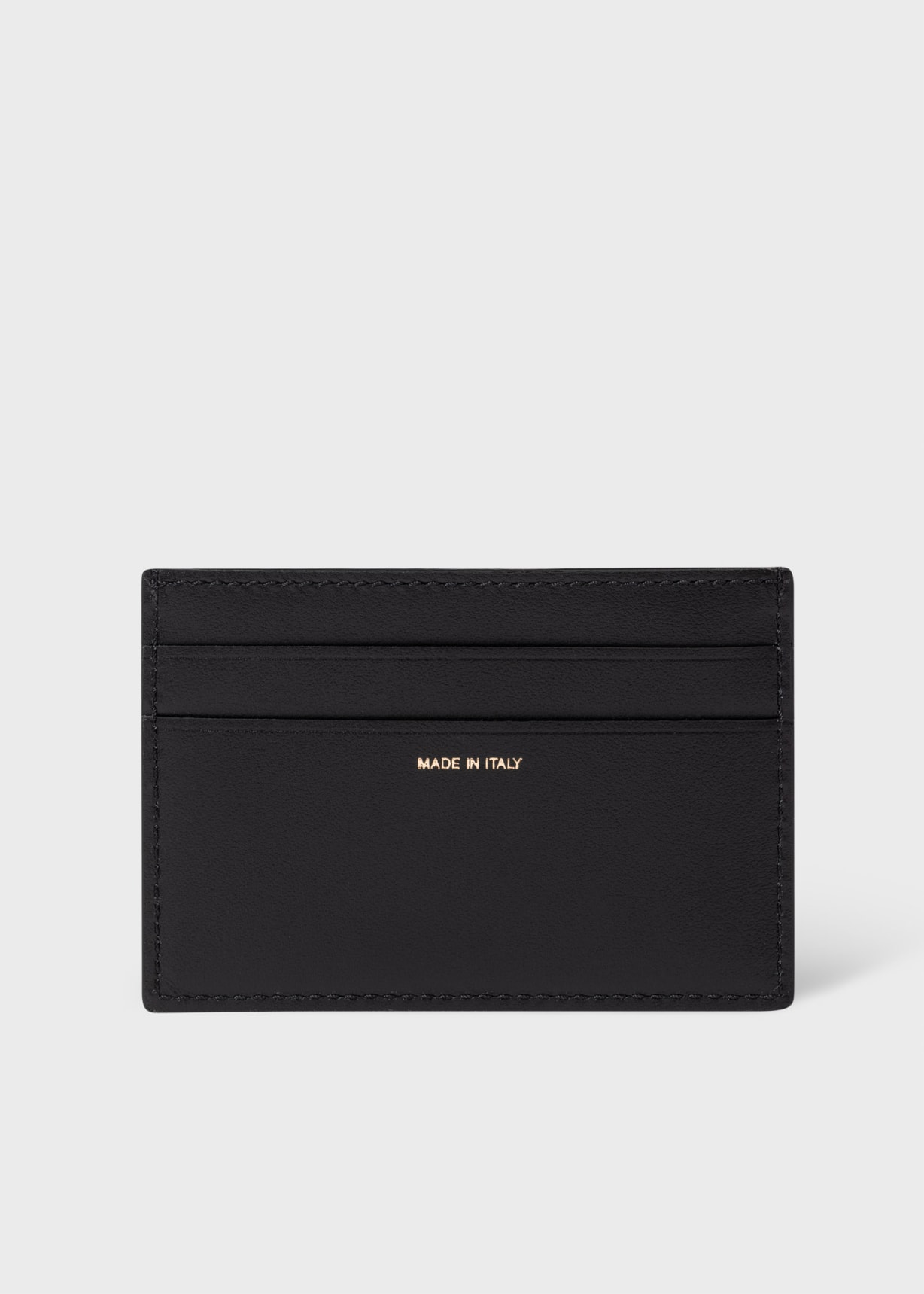 Black Leather 'Signature Stripe Block' Credit Card Holder