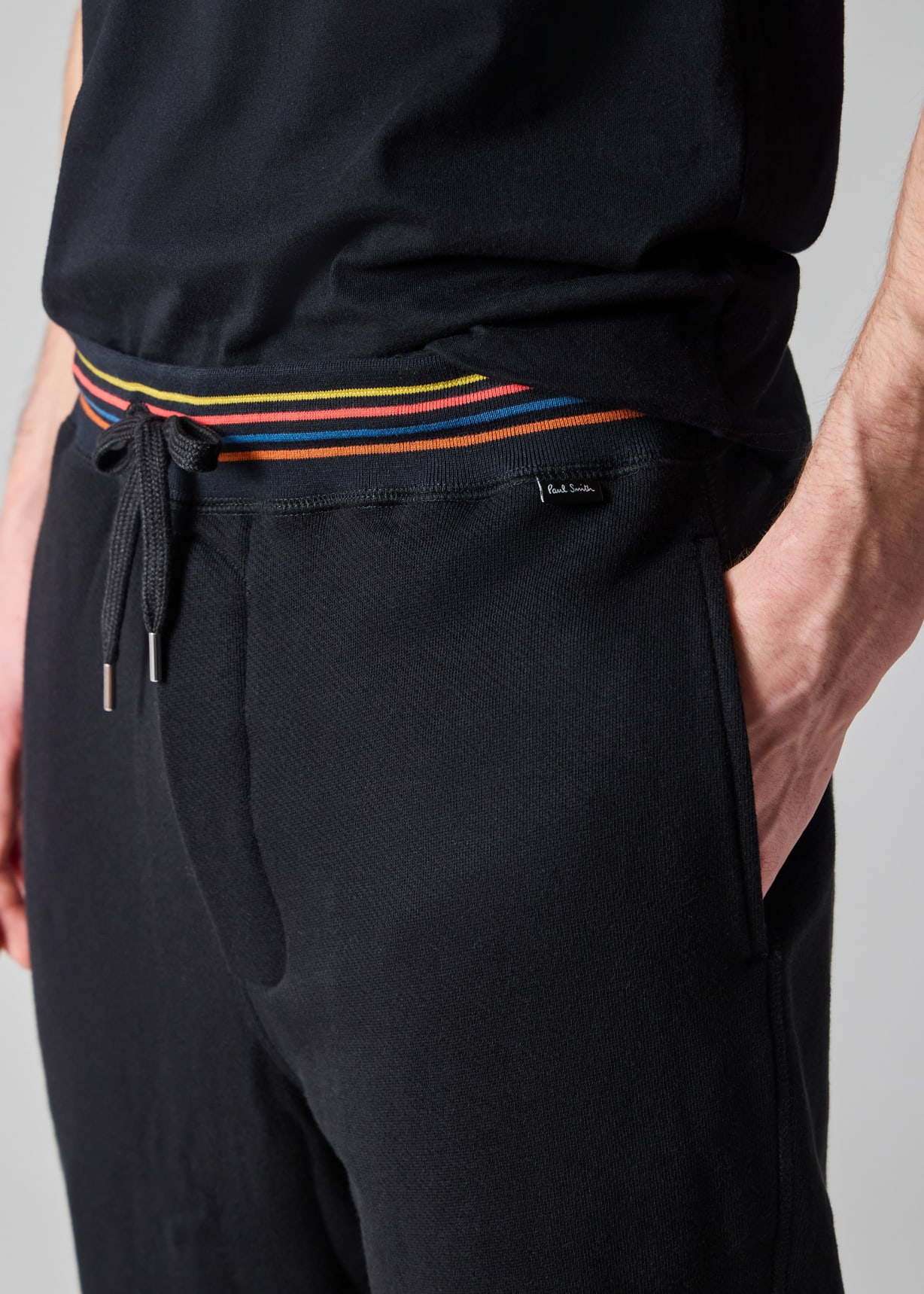 Black Cotton 'Artist Stripe' Lounge Pants