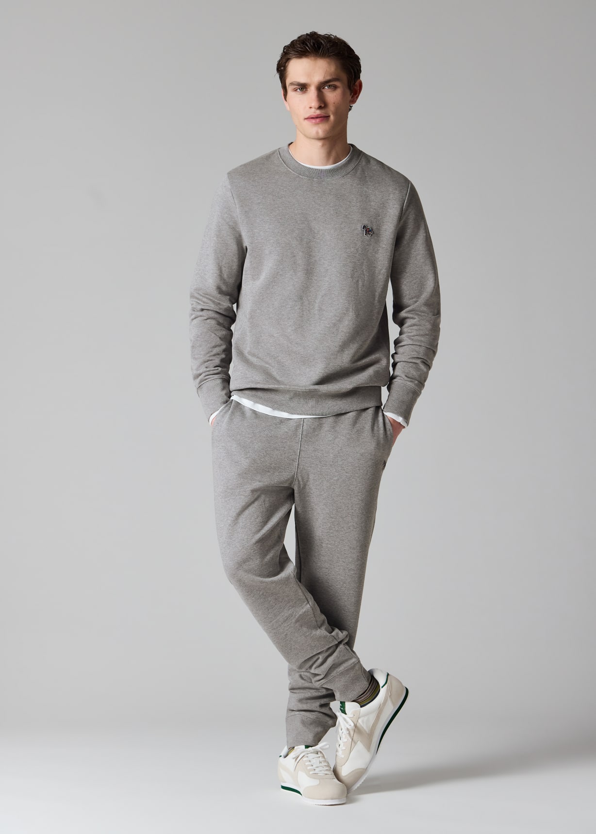 Men's Grey Cotton Zebra Logo Sweatshirt