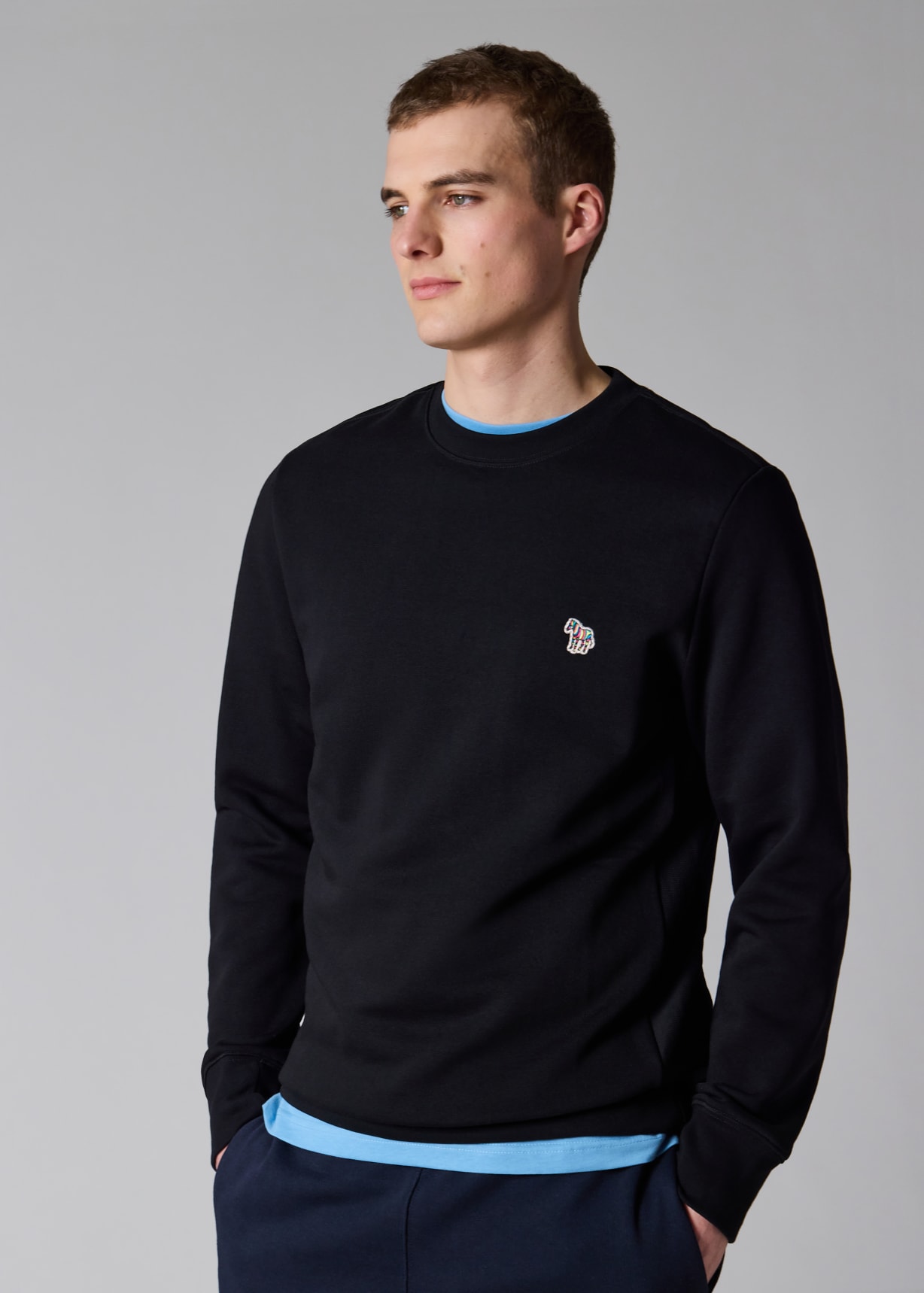 Black Cotton Embroidered Zebra Logo Sweatshirt