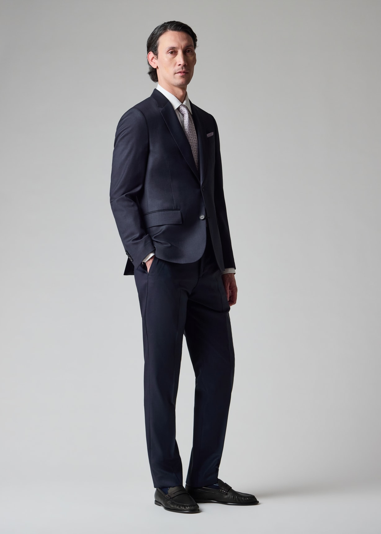 The Soho - Tailored-Fit Navy Sharkskin Suit