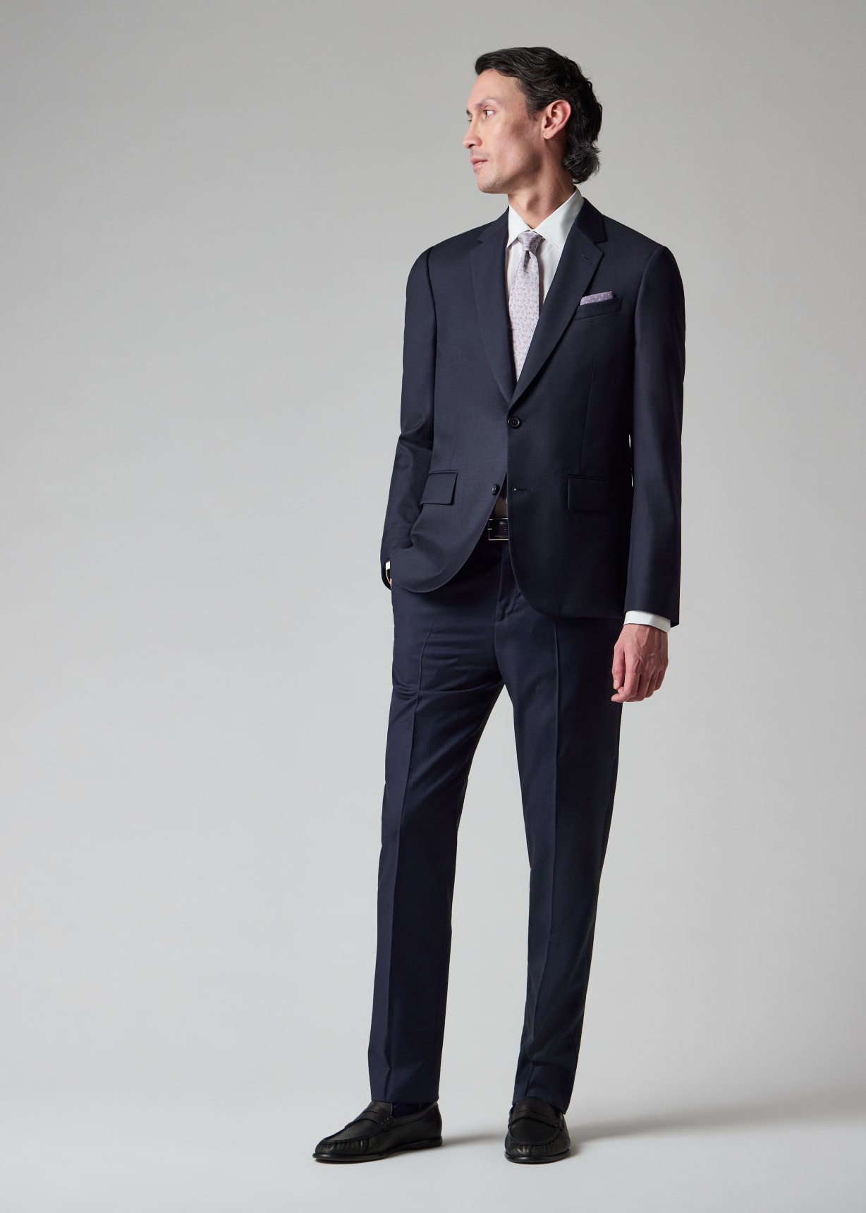 The Soho - Tailored-Fit Navy Sharkskin Suit