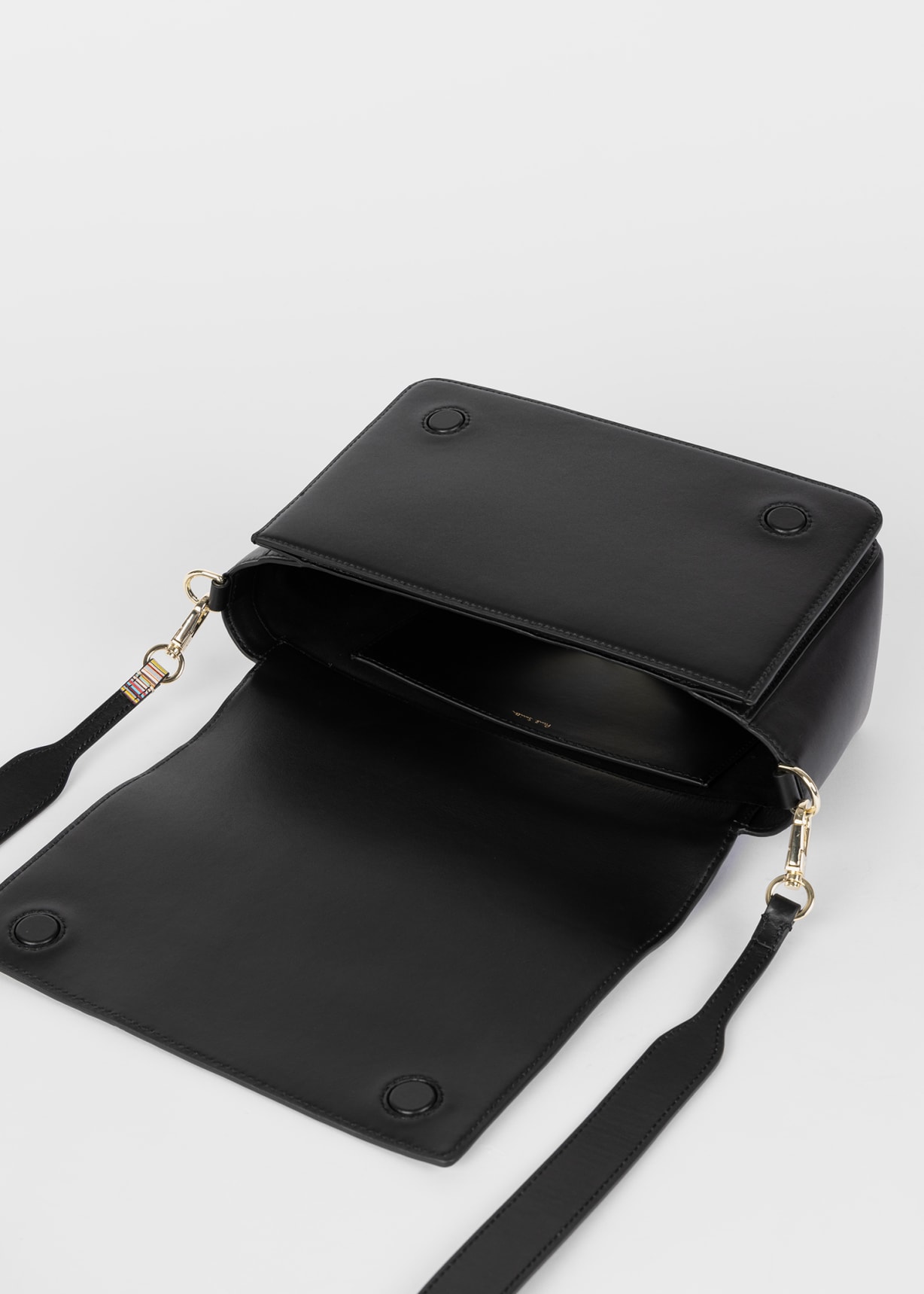 Women's Black Leather 'Signature Stripe' Cross-Body Bag