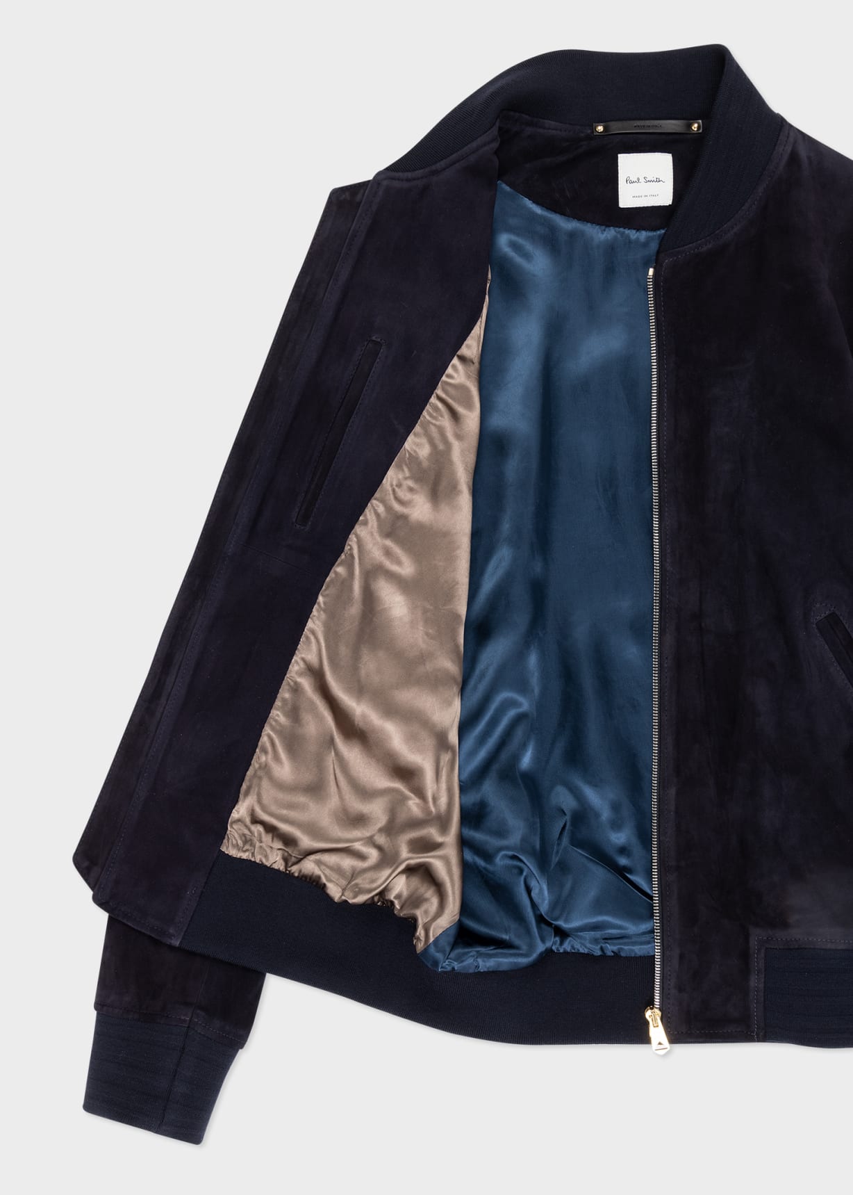 Men's Dark Navy Suede Bomber Jacket