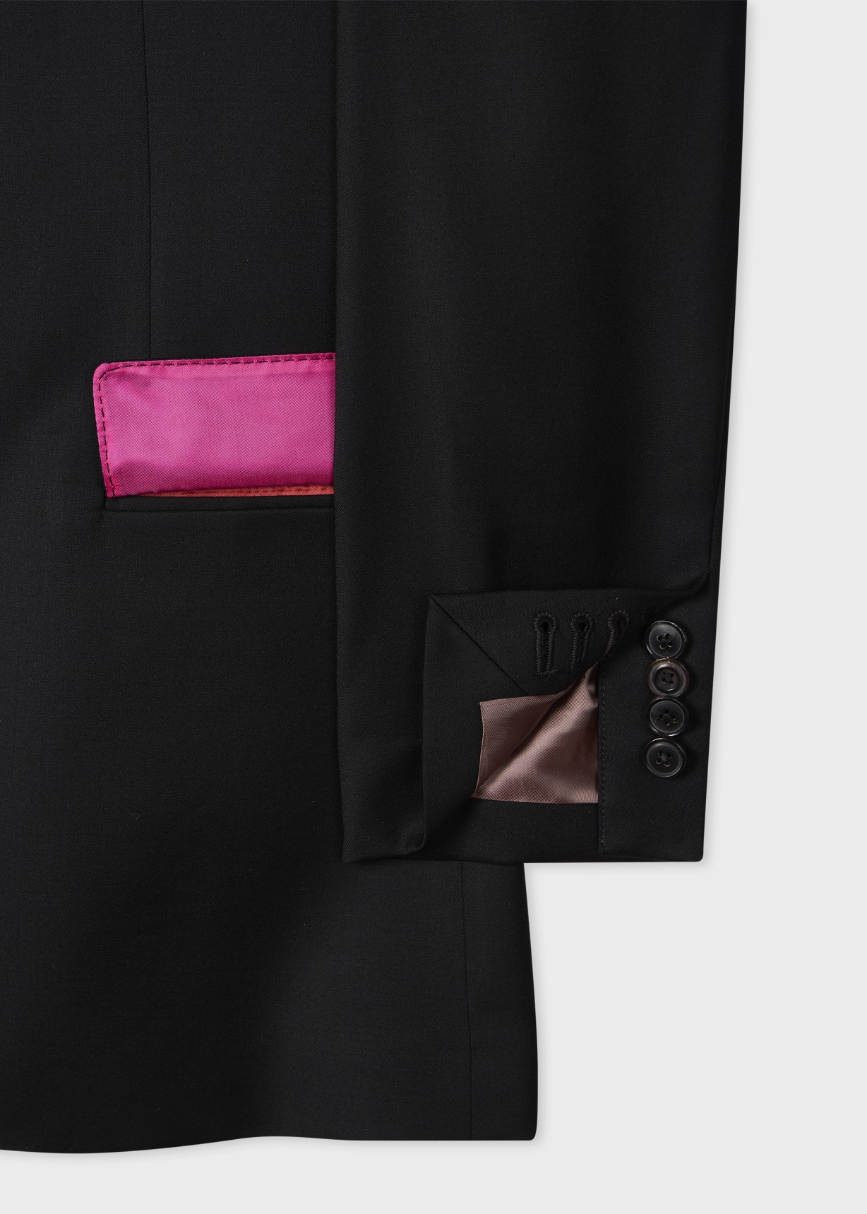 Men's Tailored-Fit Black Wool Twill Two-Button Suit