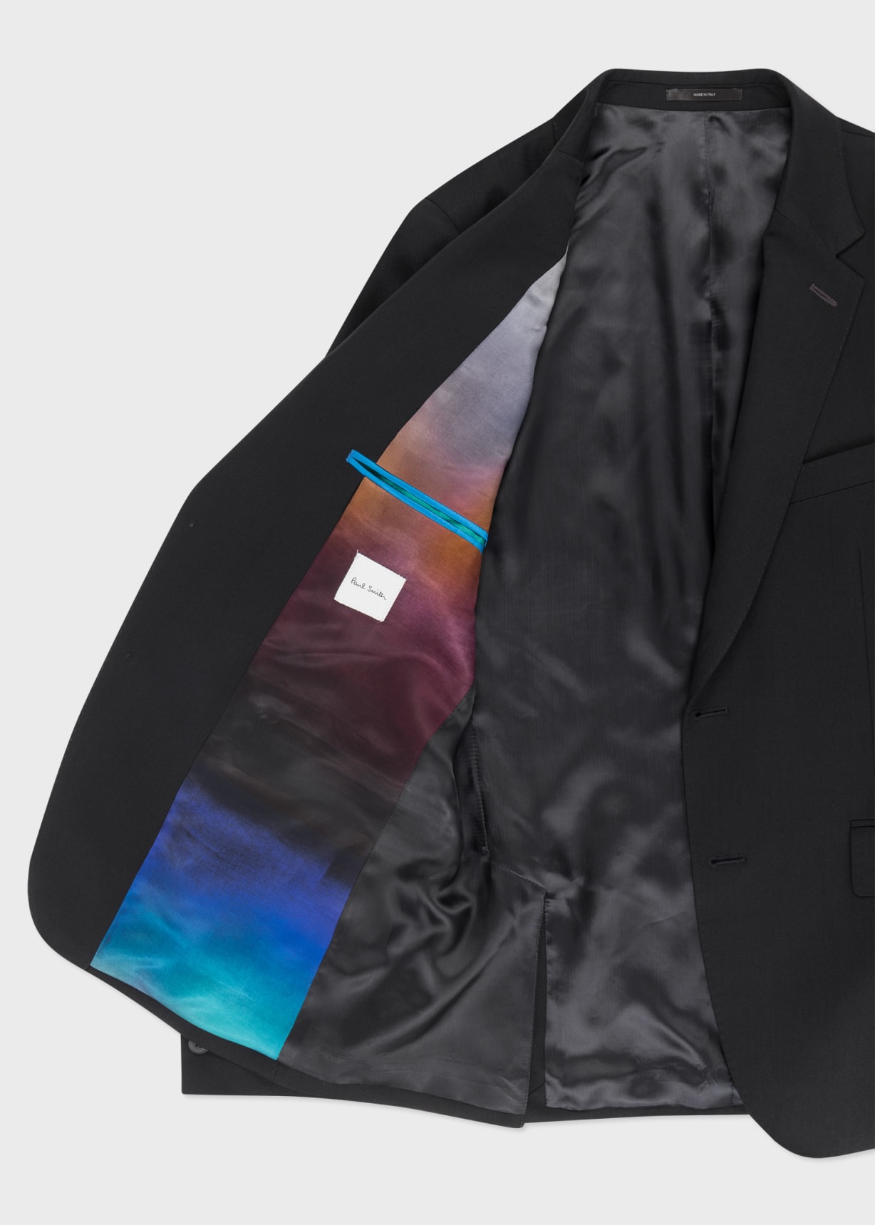 Men's Tailored-Fit Black Wool Twill Two-Button Suit