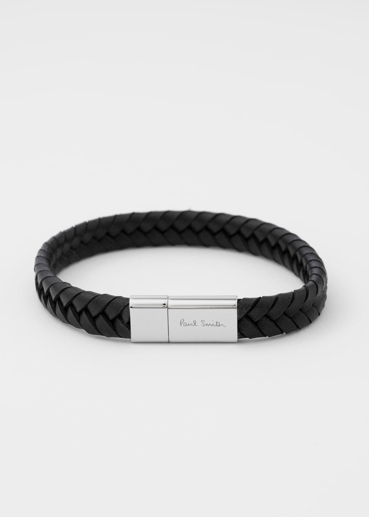 新品 ポールスミス PAUL SMITH ブレスレット LEATHER BRACELET ブラック 黒 Black Braided Leather Bracelet