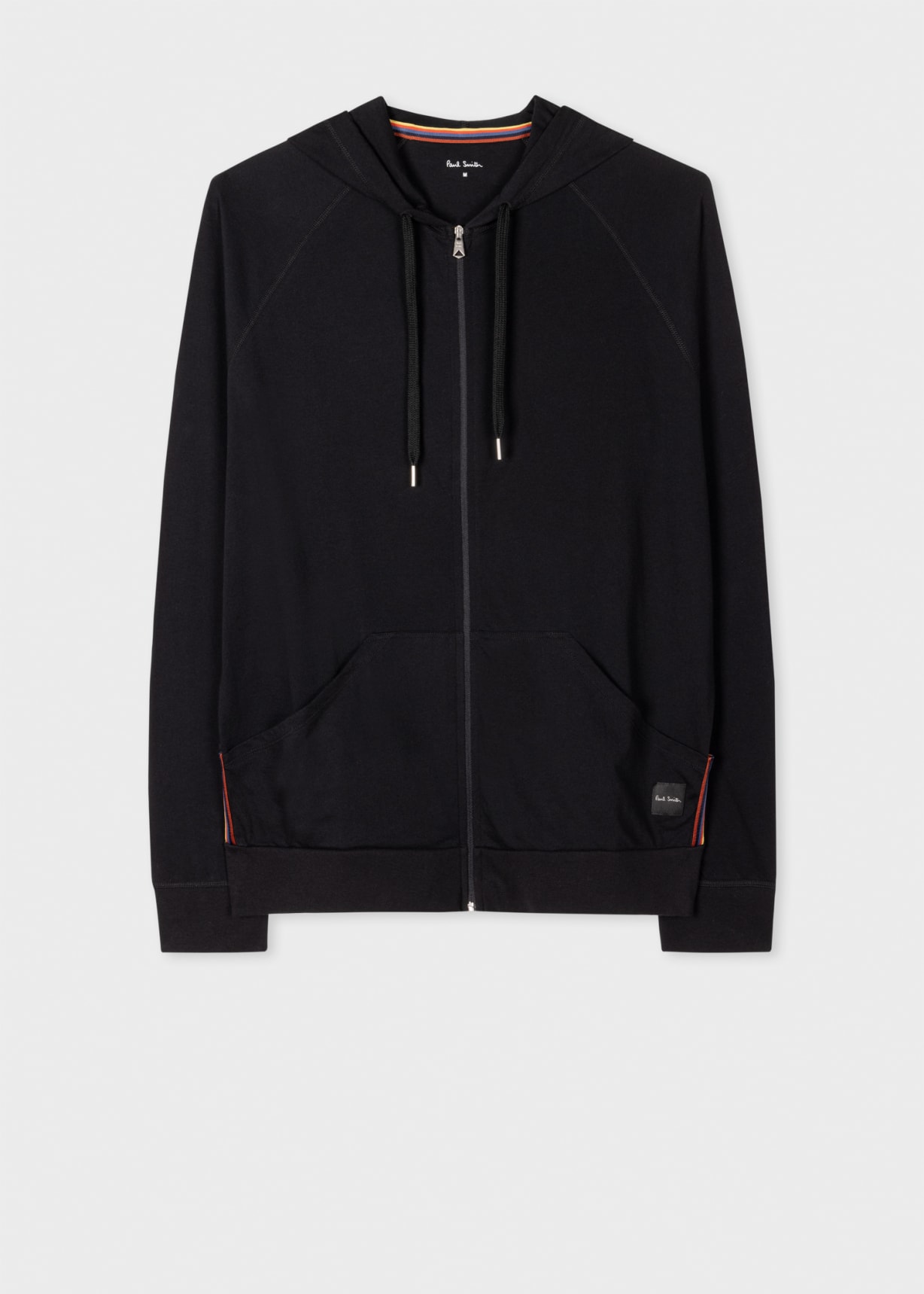 Men's Black Cotton Jersey Zip Lounge Hoodie