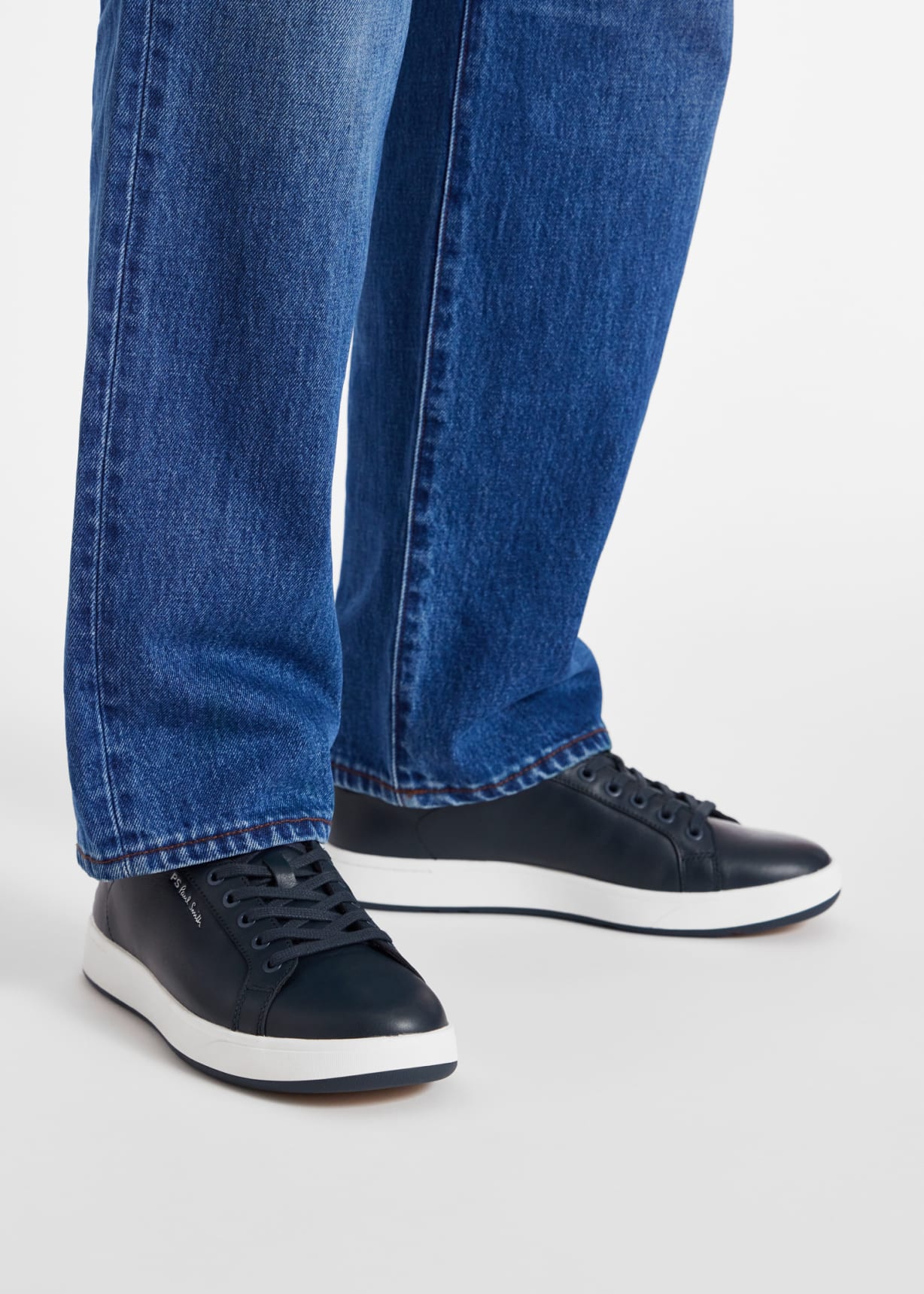 Men's Navy Leather 'Albany' Sneakers