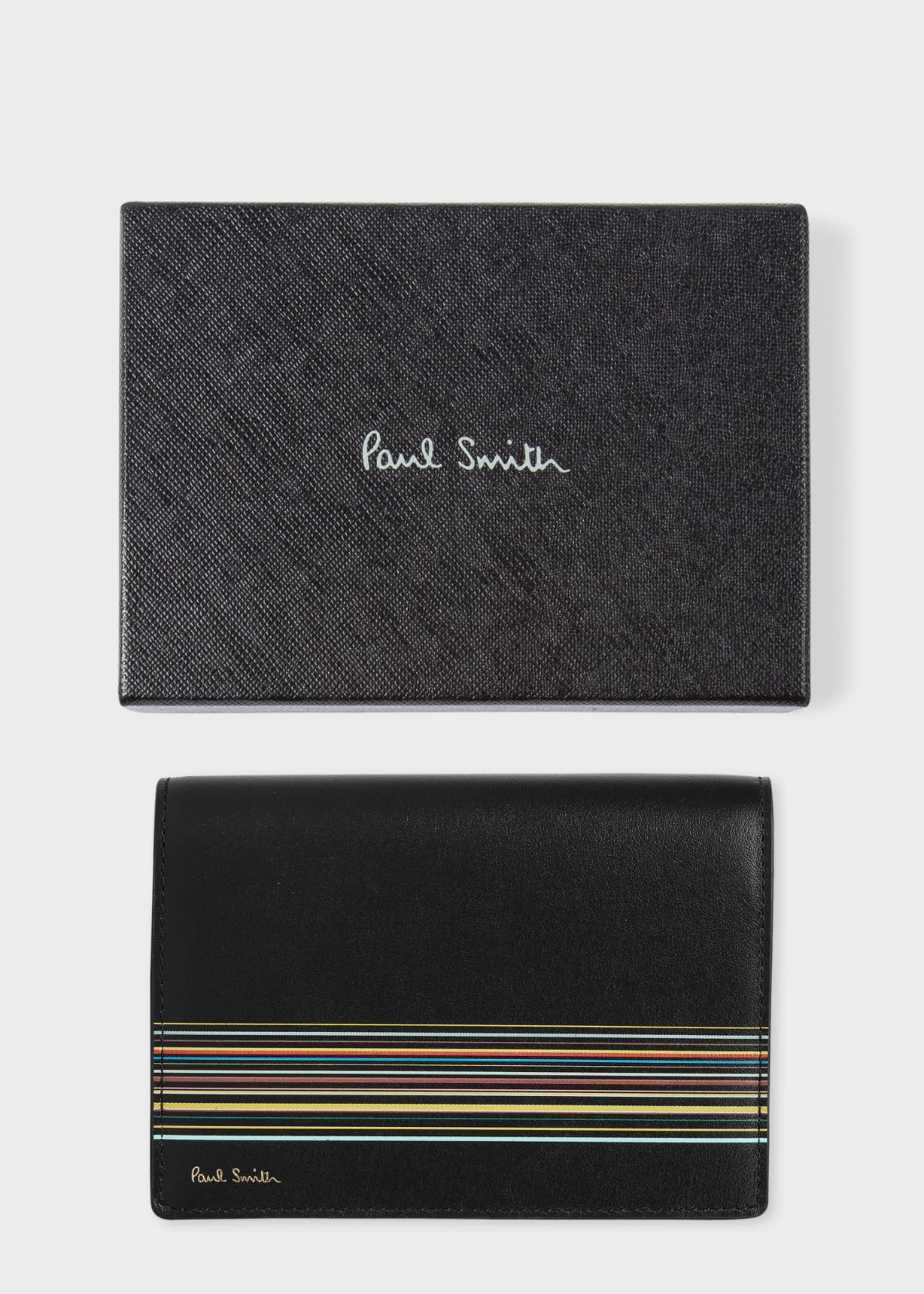 Men's Black Leather Seasonal 'Signature Stripe Block' Passport Holder