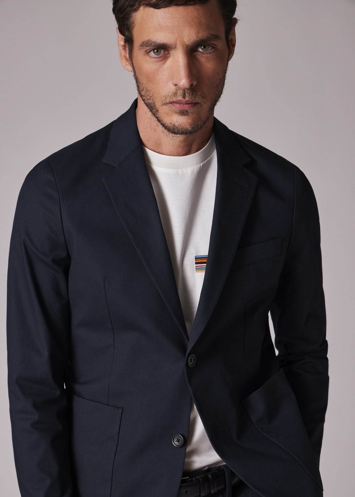 Men's Mid-Fit Navy Stretch Organic Cotton Unlined Blazer