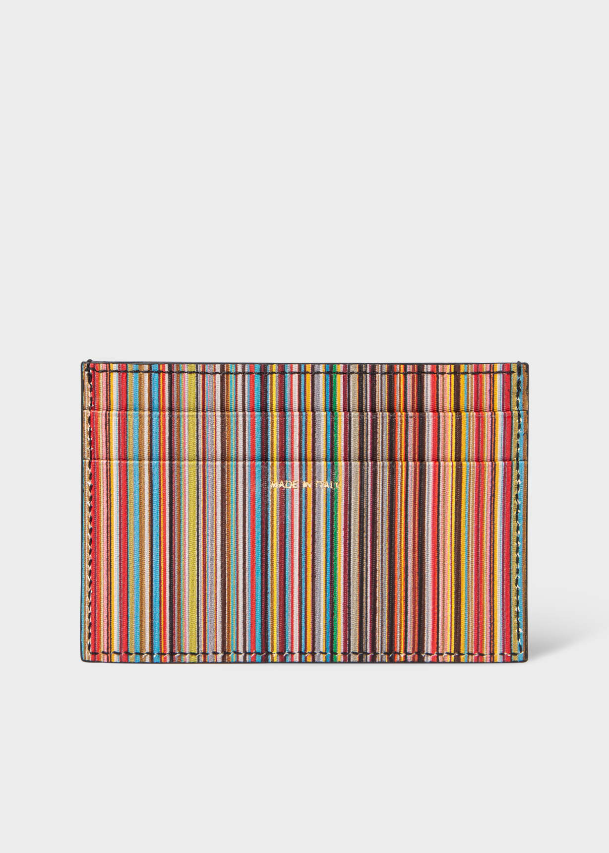 Black 'Signature Stripe' Leather Card Holder
