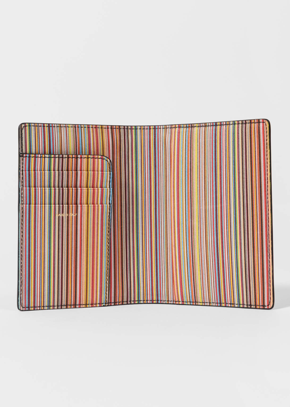 Black 'Signature Stripe' Interior Leather Passport Cover
