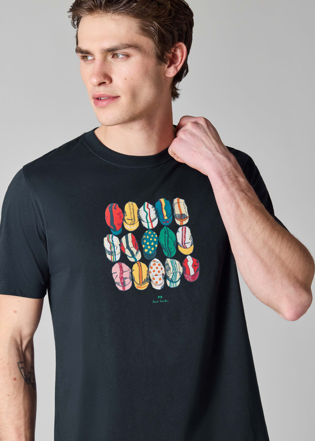 Men's Navy 'Cycling Caps' Print T-Shirt