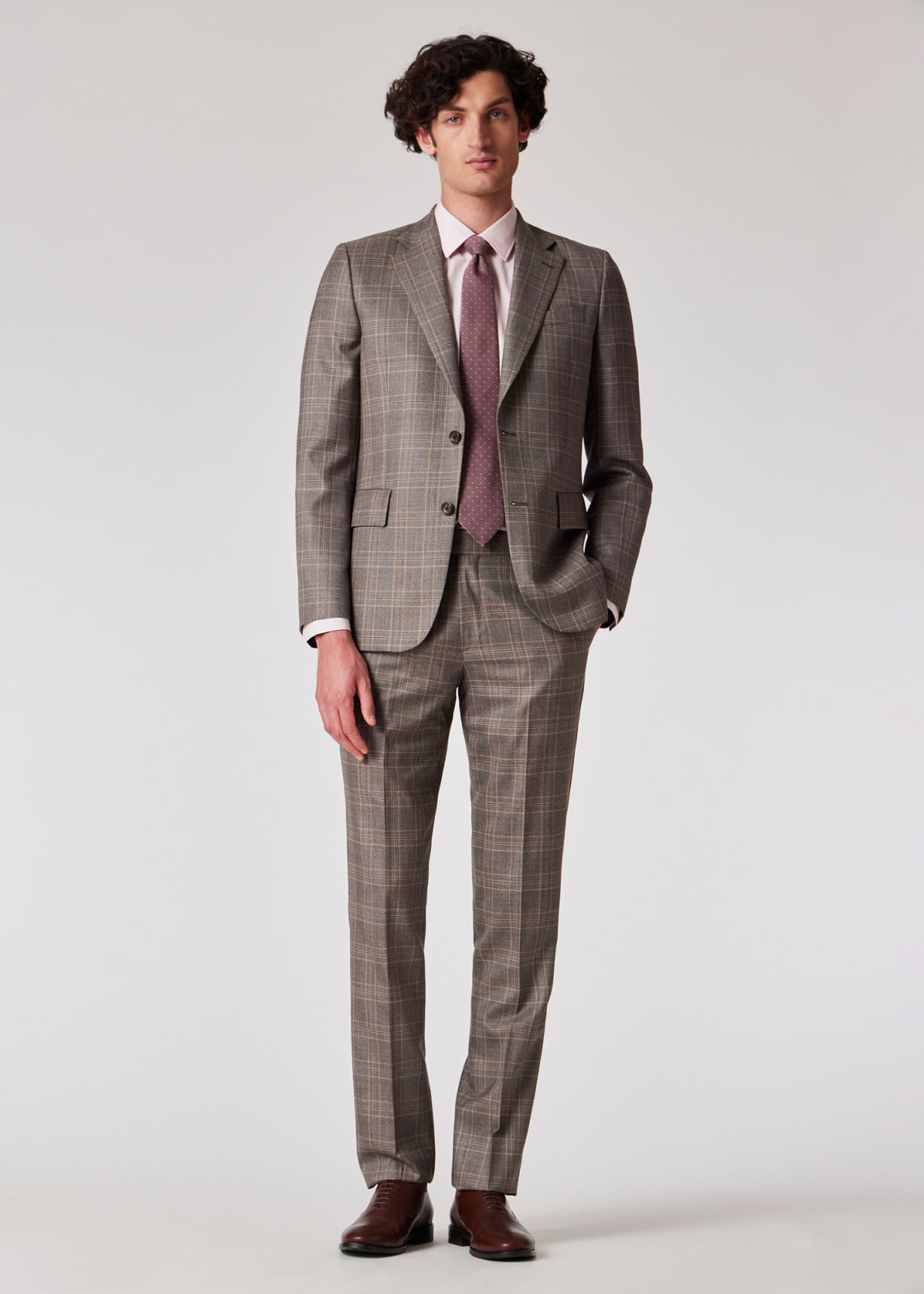 Paul Smith Woven In England メンズスーツ The Brierley - Light Brown Check Wool Suit