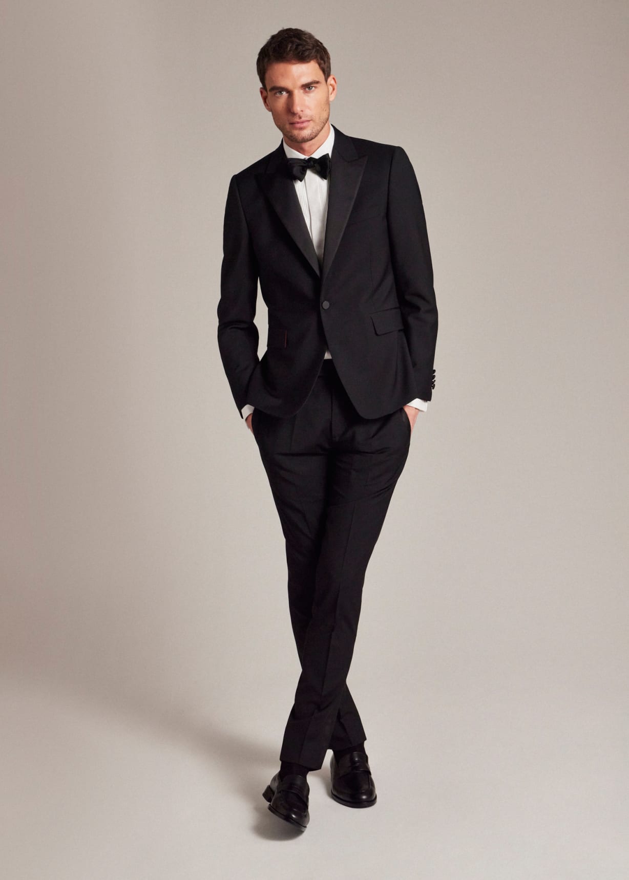 The Soho - Men's Tailored-Fit Black Wool-Mohair Evening Suit