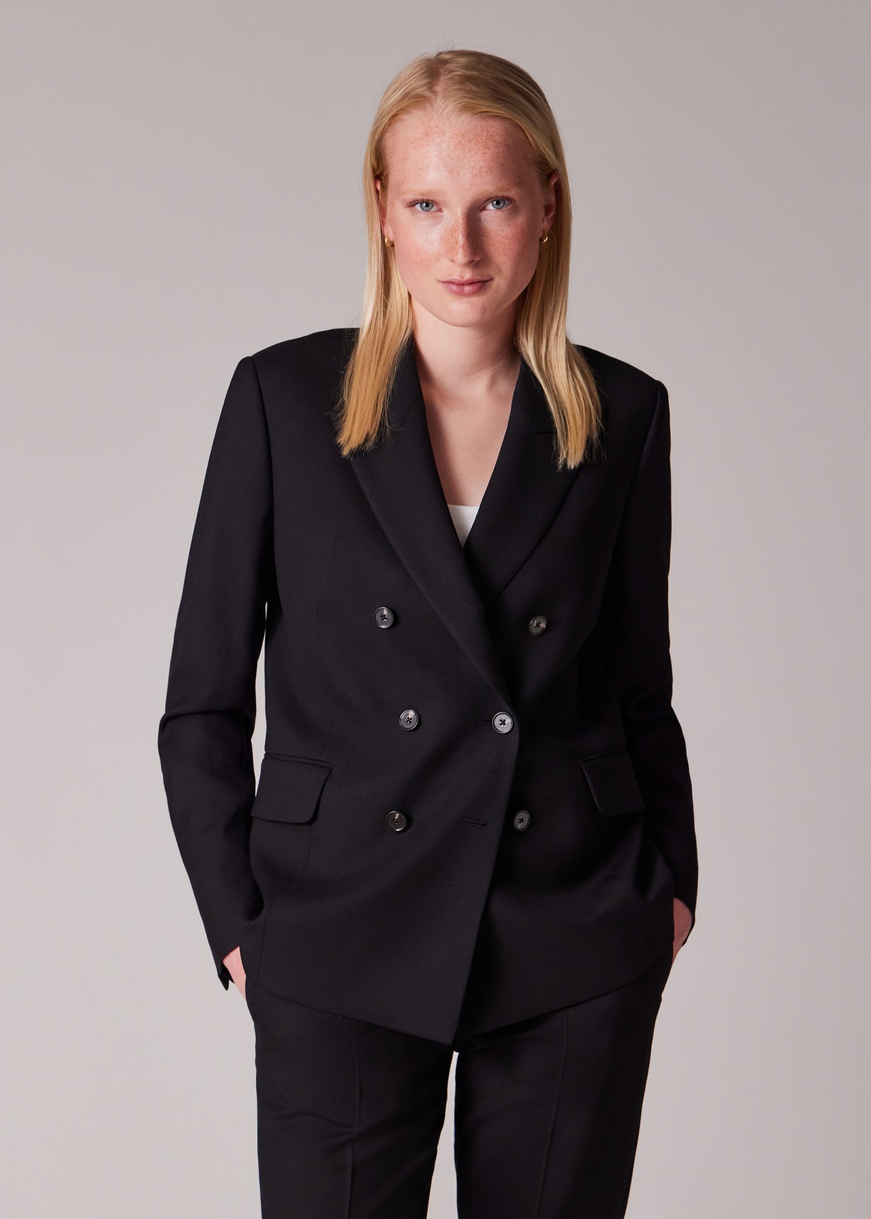 Women's A Suit To Travel In - Black Wool Double Breasted Blazer