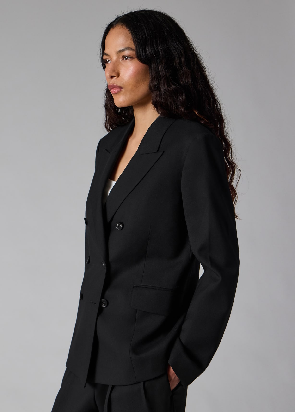 Women's A Suit To Travel In - Black Wool Double Breasted Blazer