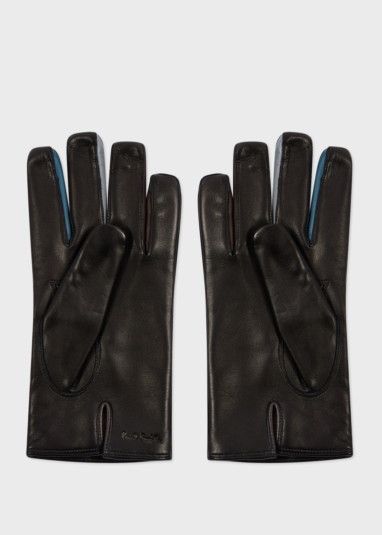 Paul Smith 黒 レザー手袋 Men's Black Leather 'Concertina' Gloves