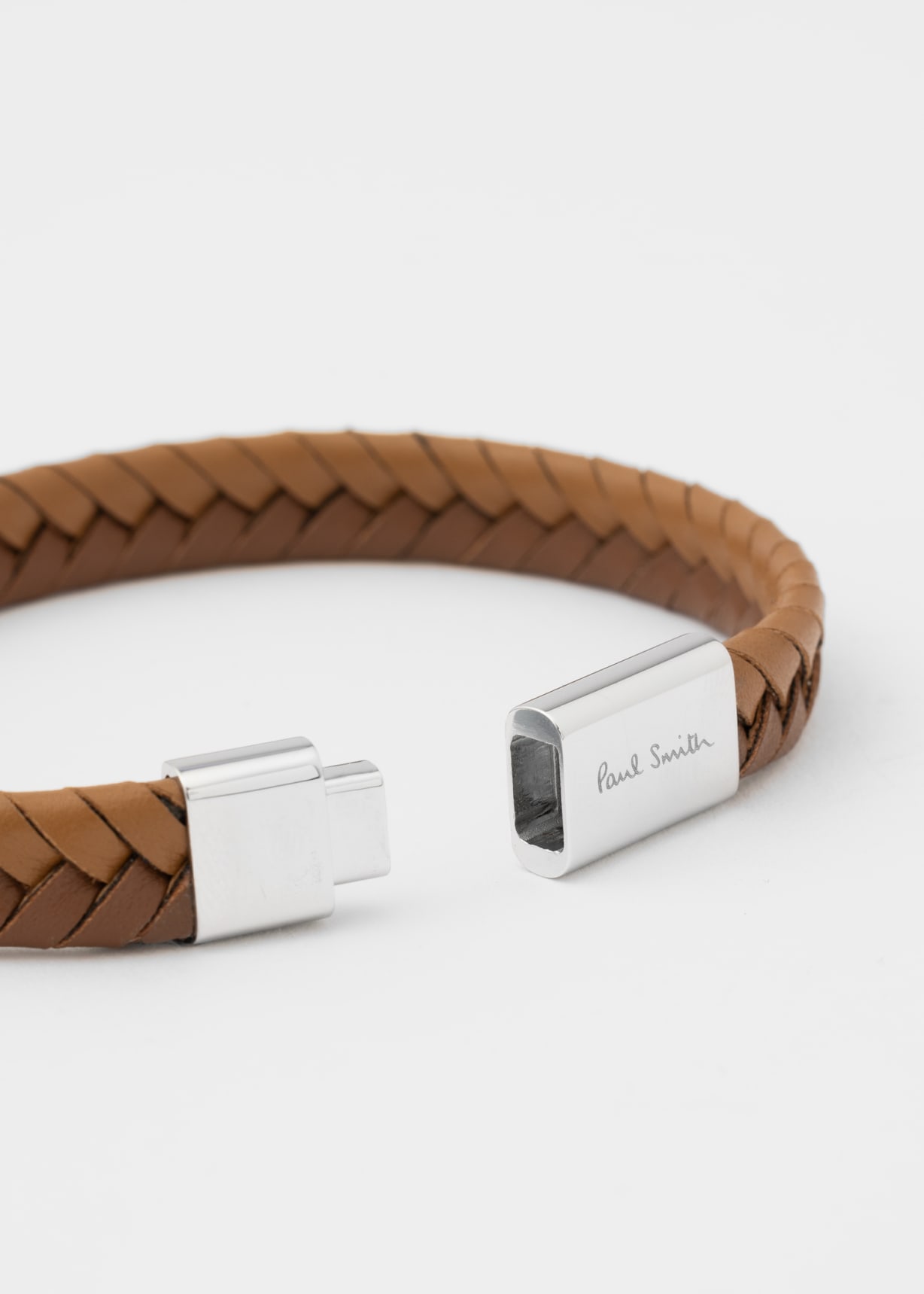 Tan Two-Tone Braided Leather Bracelet