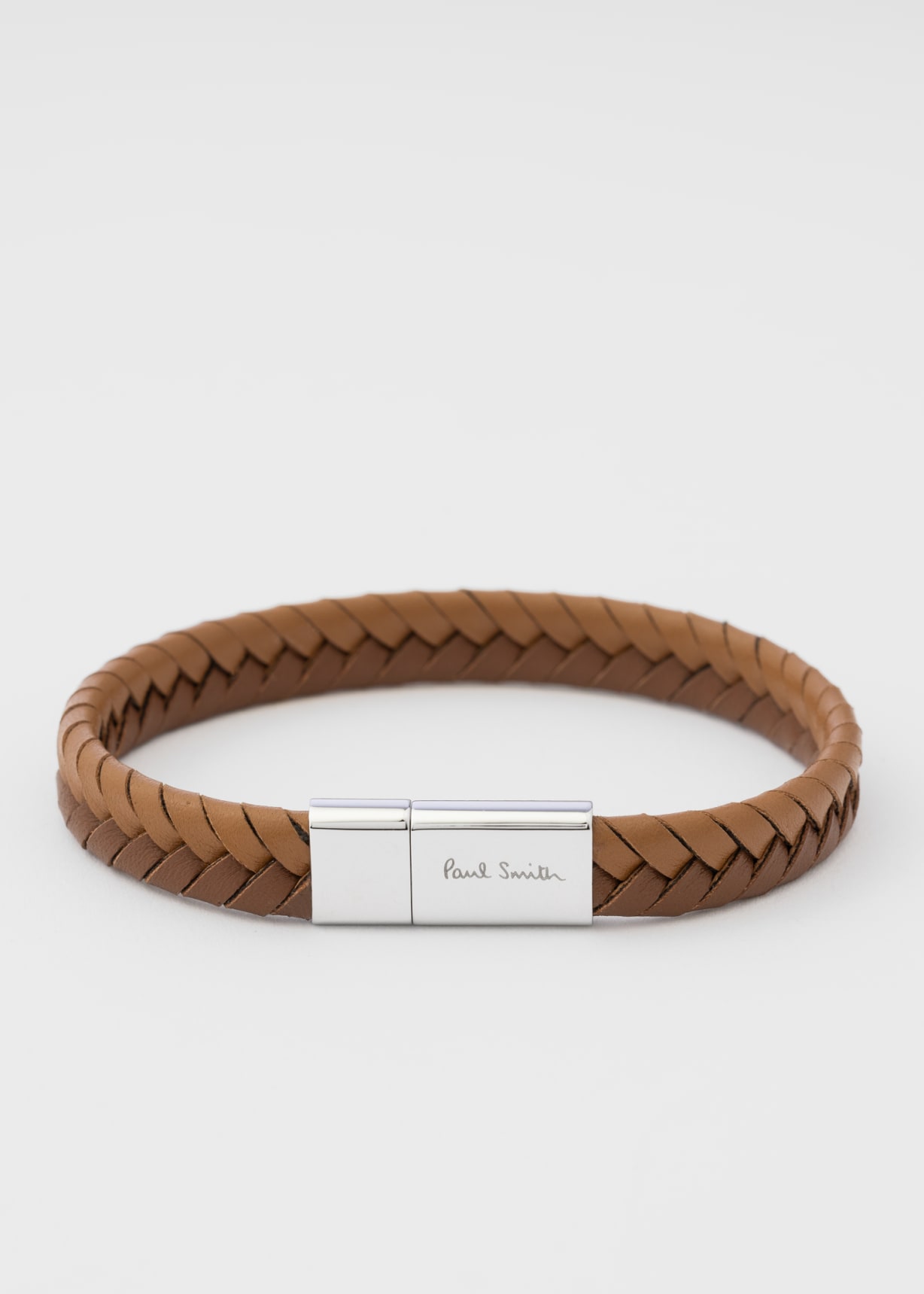 Tan Two-Tone Braided Leather Bracelet