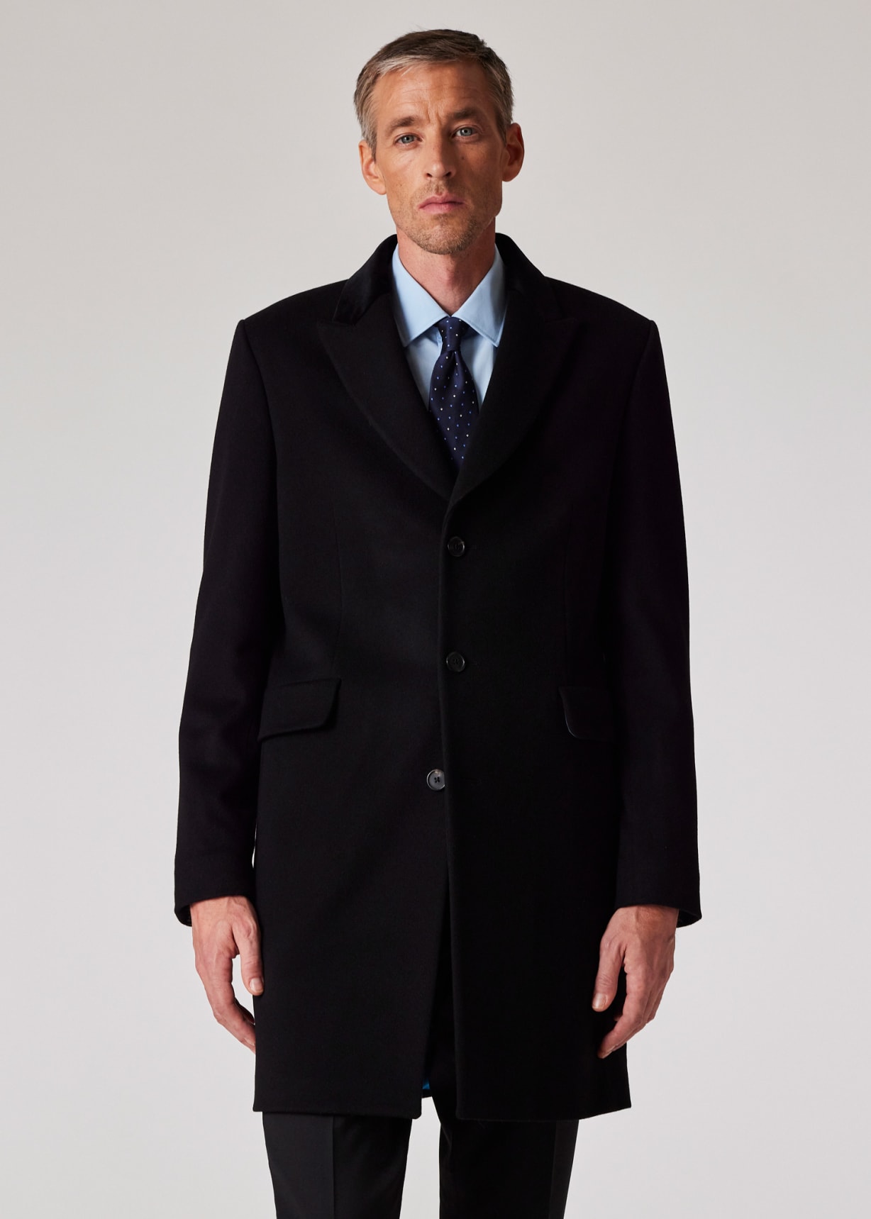 ジャケット・アウター Paul Smith Wool Cashmere Long Coat Men's Black Wool-Cashmere Epsom Coat