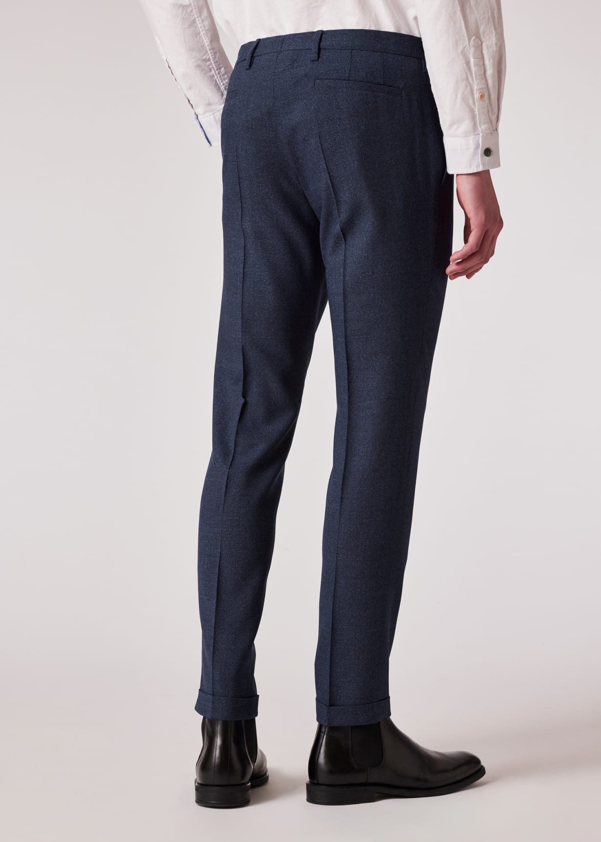 Slim-Fit Slate Blue Wool Nep Pants