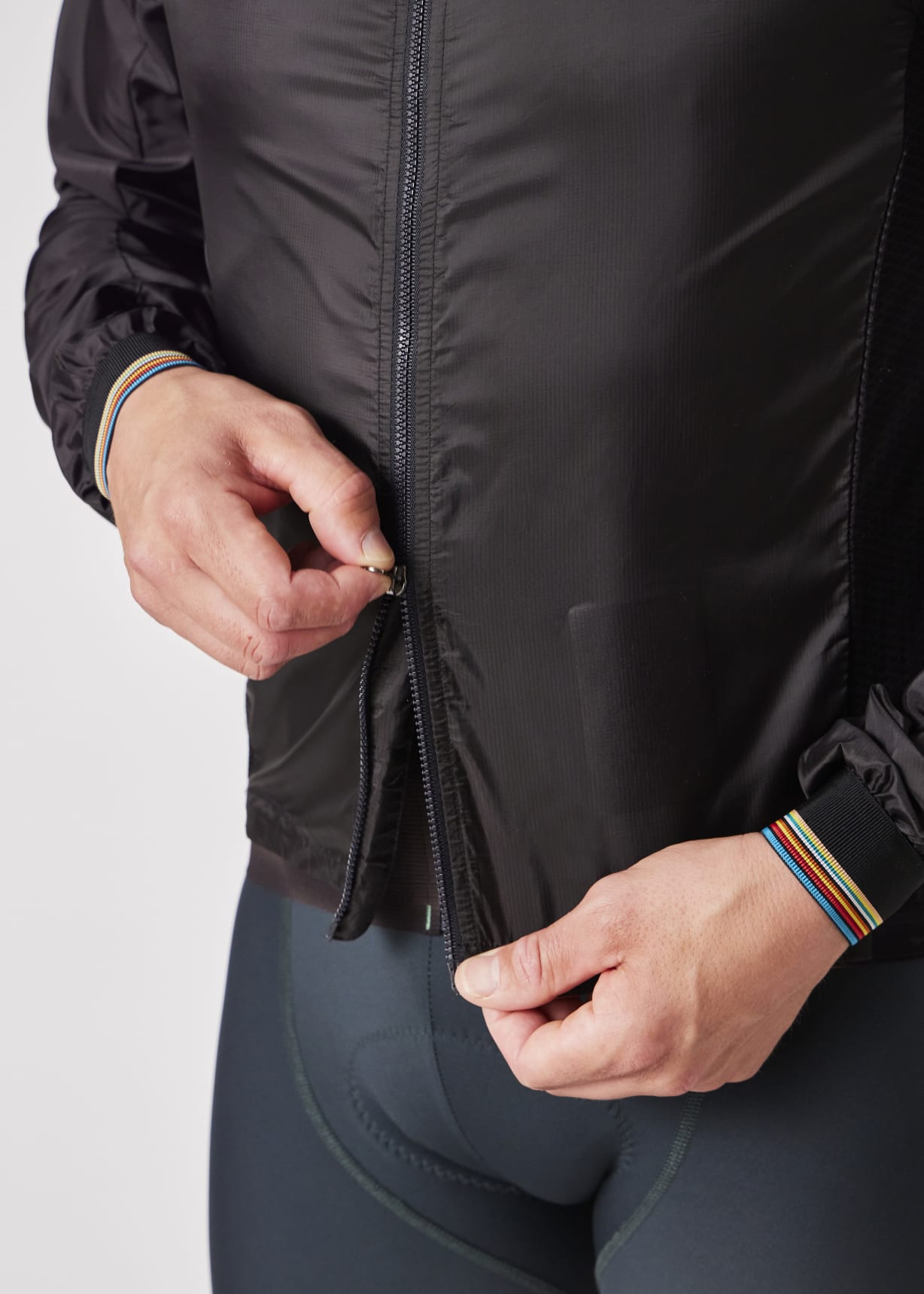 Men's Black Packable Cycling Wind Jacket