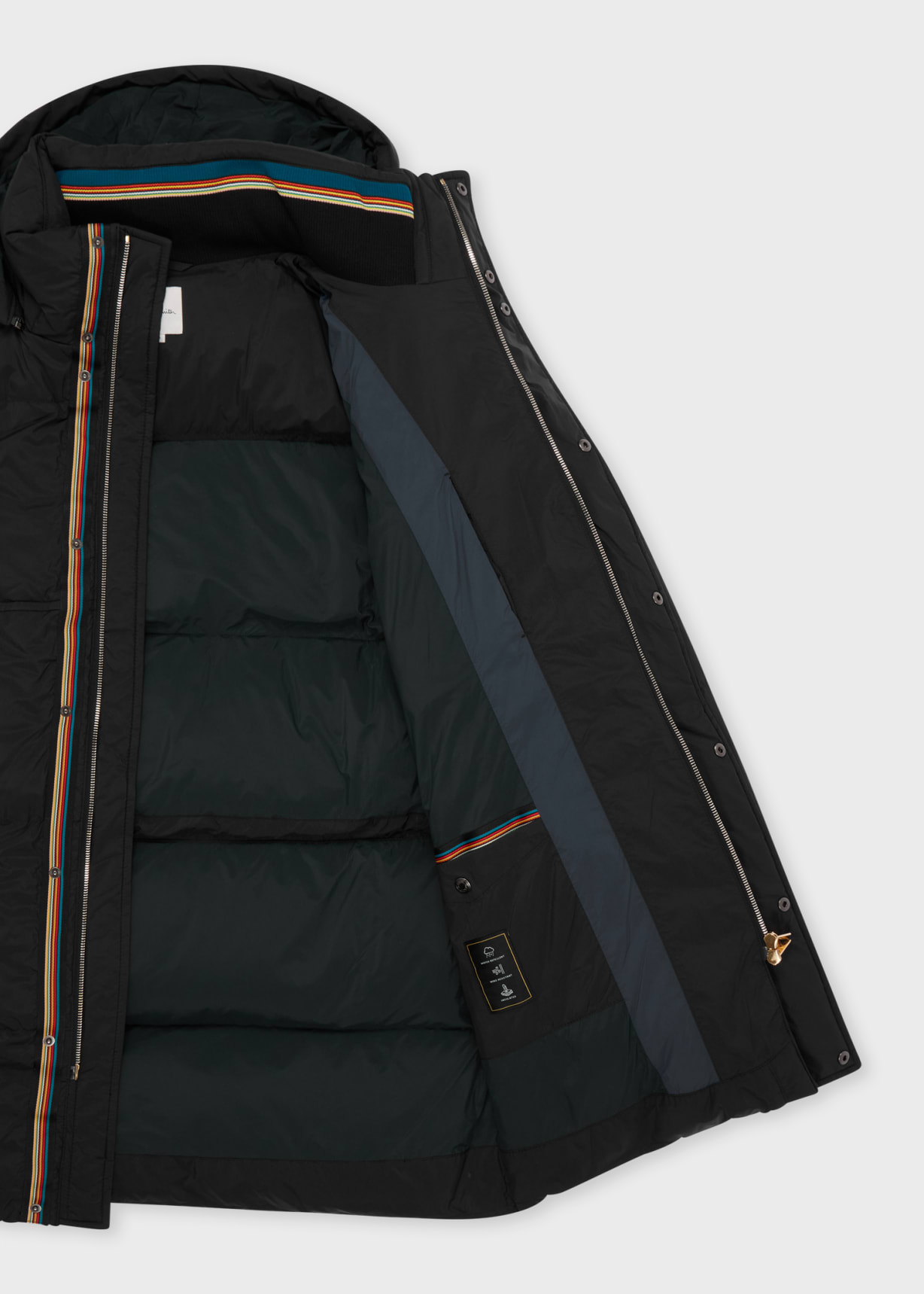 Men's Black Water Repellent Mid-Length Down Coat