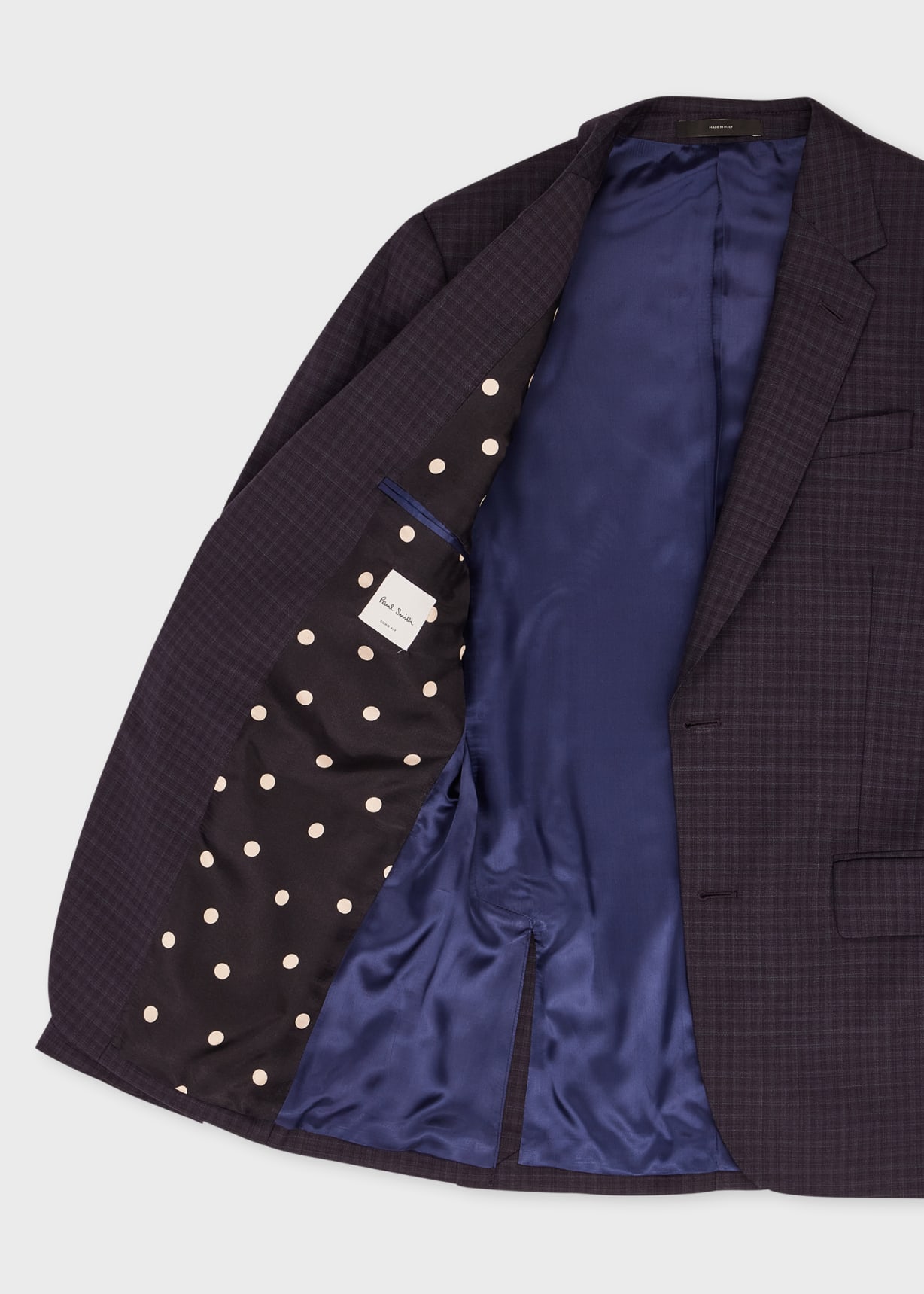 The Soho - Tailored-Fit Dark Purple Check Stretch-Wool Suit
