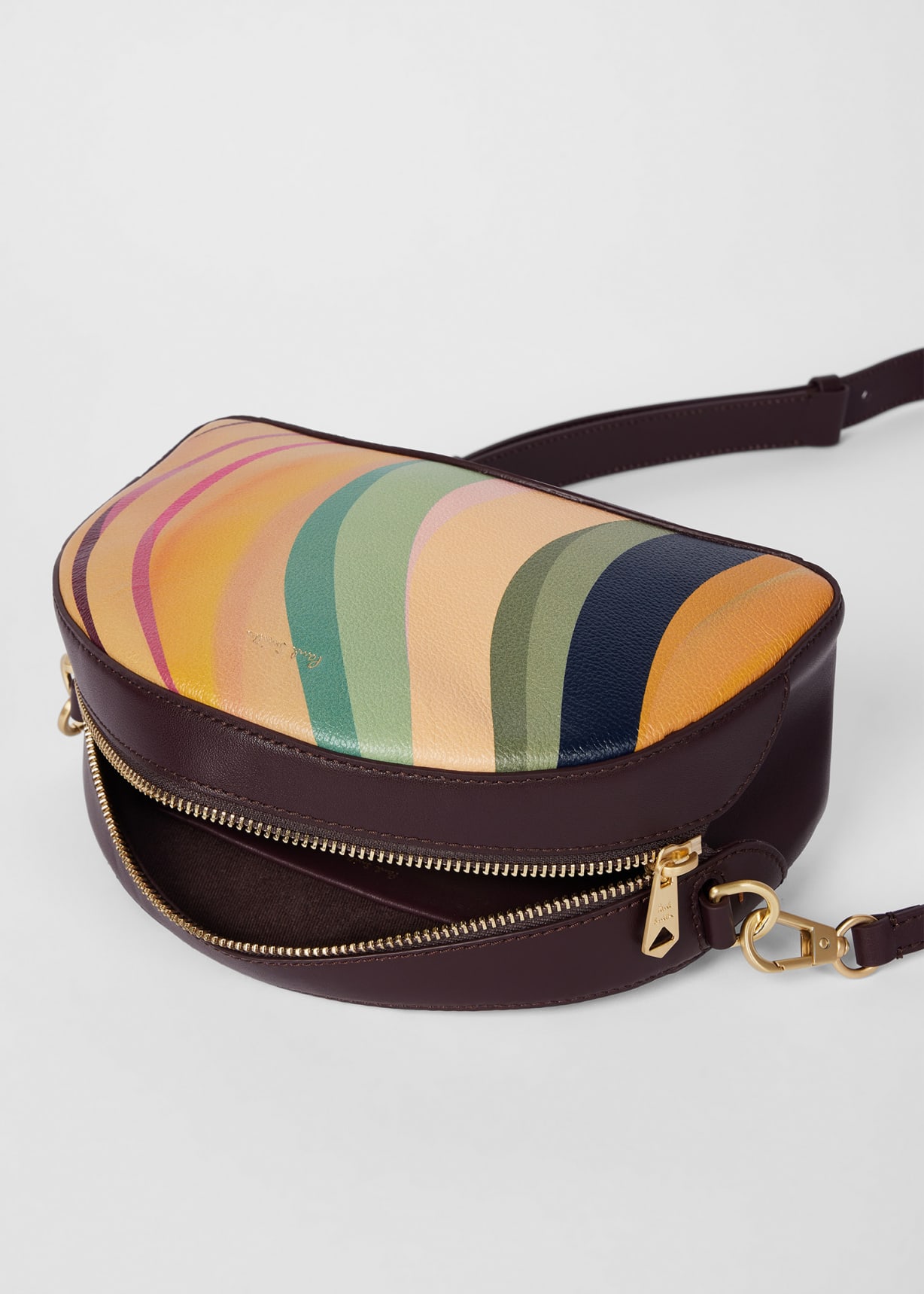 Women's 'Dusky Swirl' Leather Curved Camera Bag