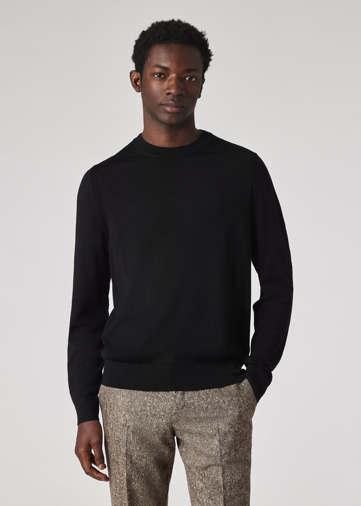 Men's Black Merino Wool Sweater