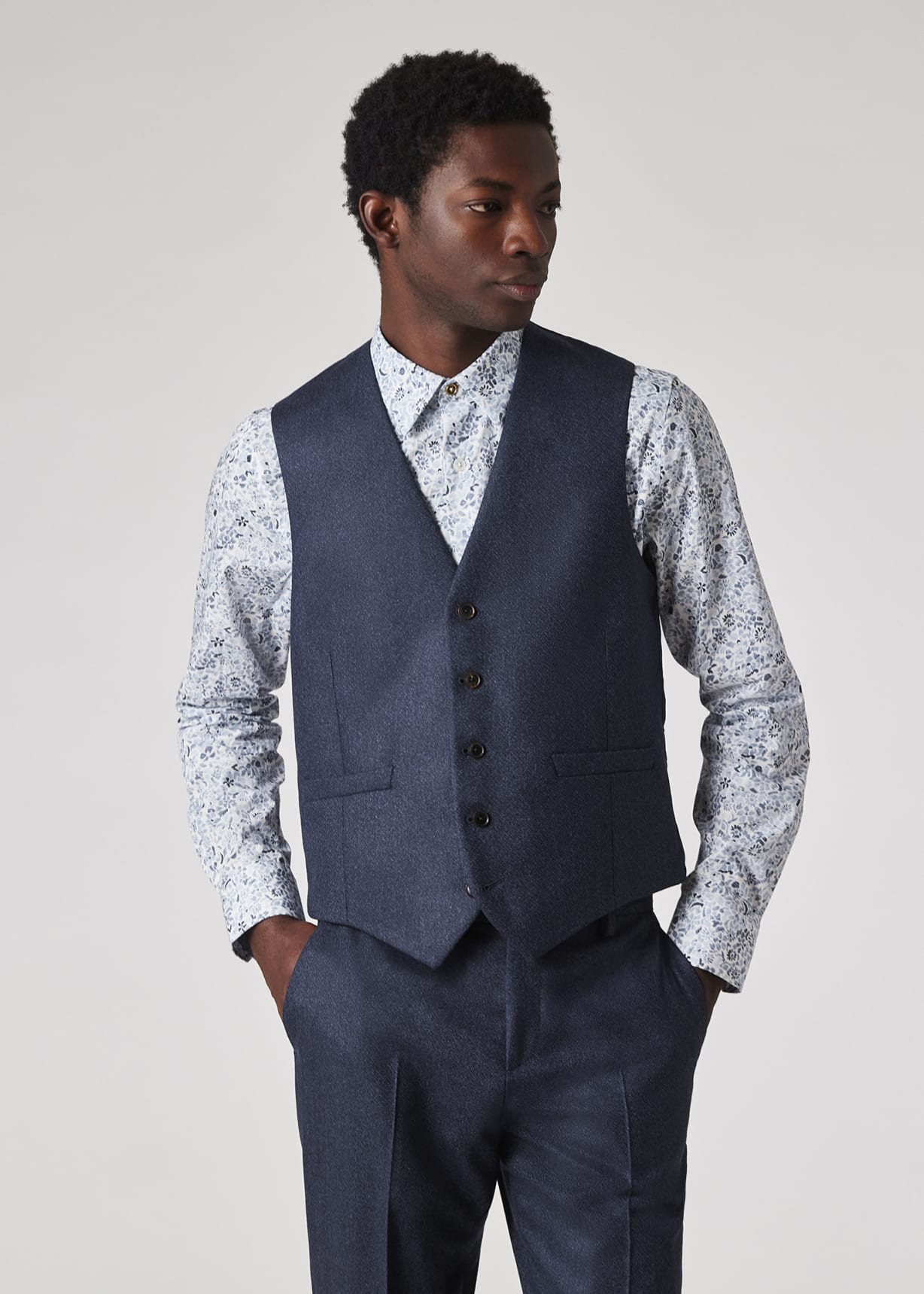 The Soho - Tailored-Fit Navy Capolavoro Tweed Three-Piece Suit