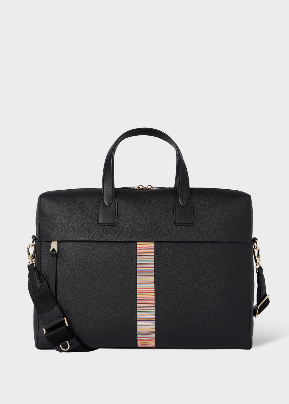 Men's Black Leather 'Signature Stripe' Trim Folio