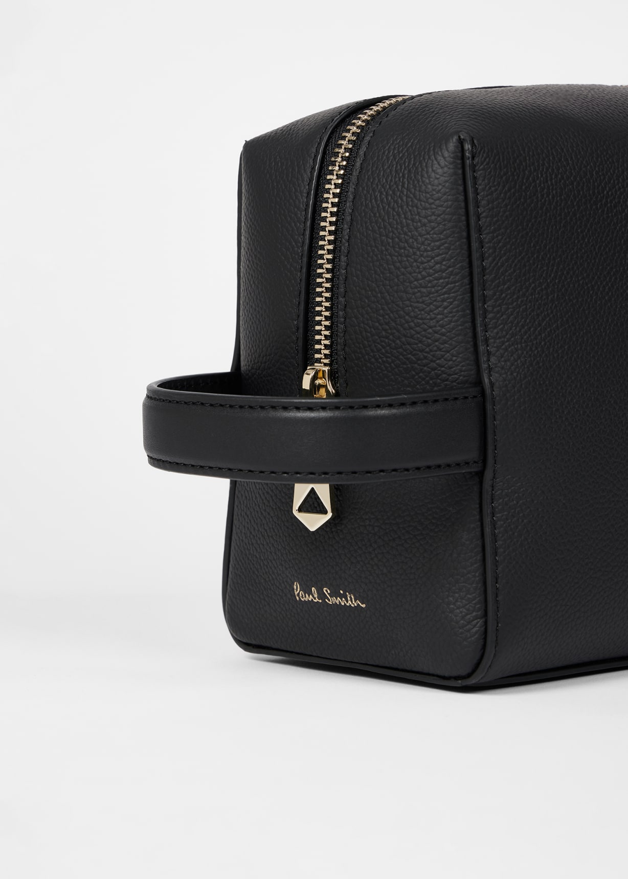 Black Leather 'Signature Stripe' Trim Wash Bag