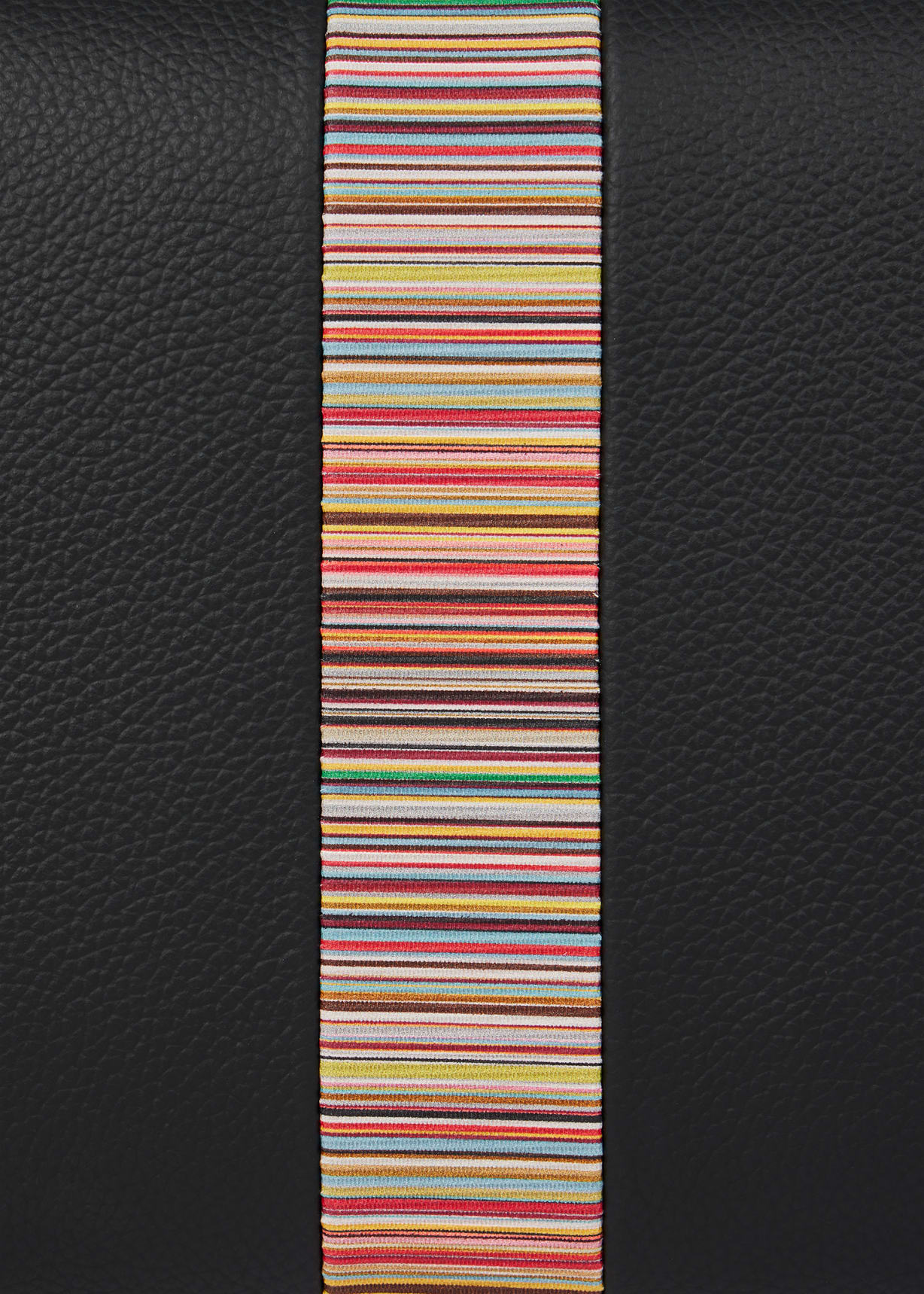 Black Leather 'Signature Stripe' Trim Wash Bag