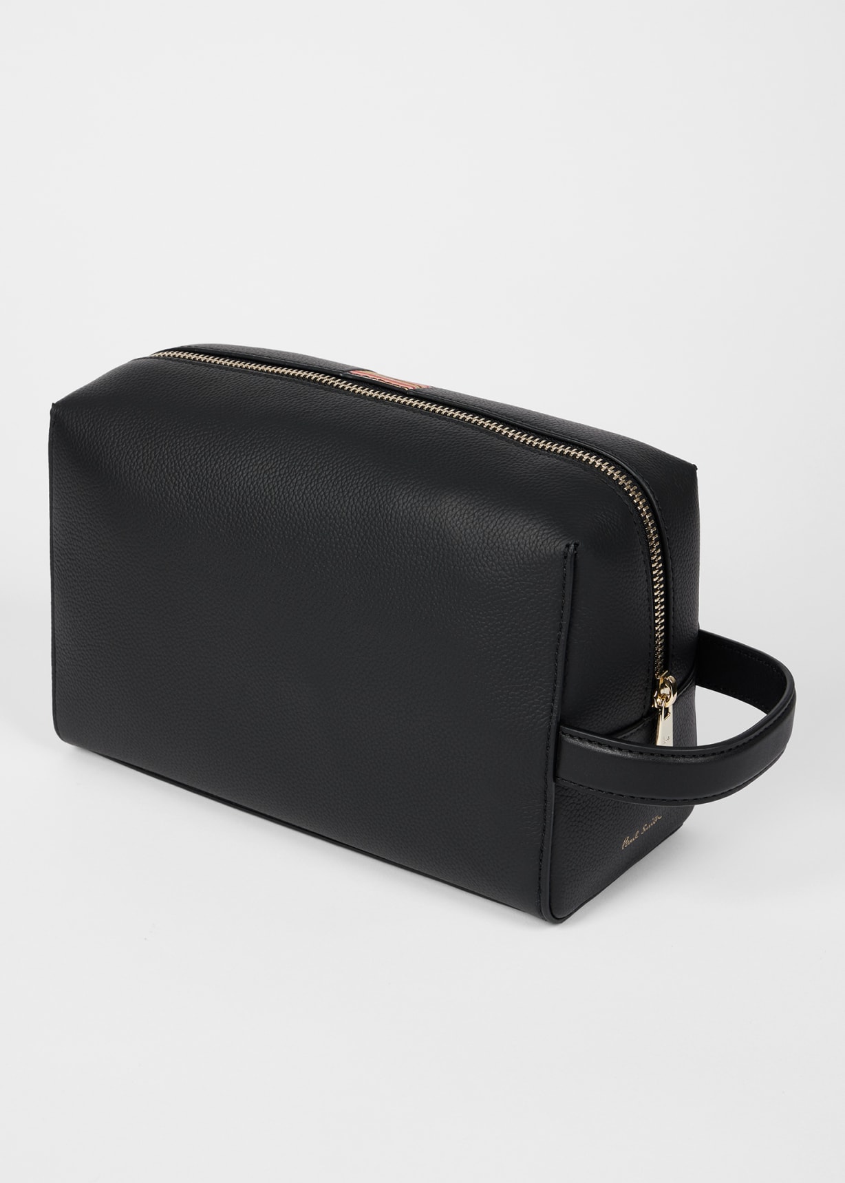 新品 ポールスミス PAUL SMITH ポーチ WASH BAG ブラック Black Leather 'Signature Stripe' Trim Wash Bag