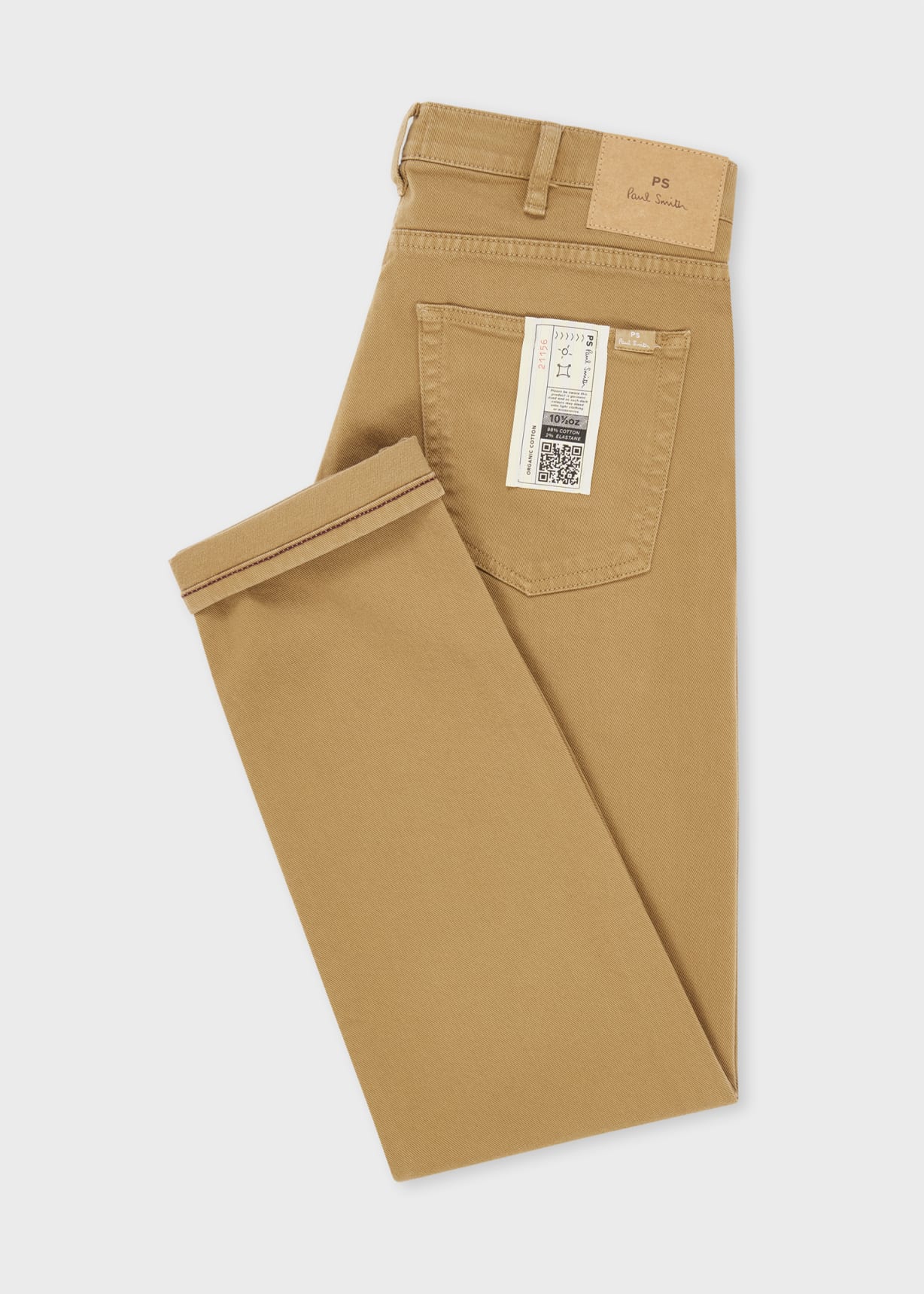 Men's Tapered-Fit Light Tan Garment-Dyed Organic Cotton-Stretch Jeans