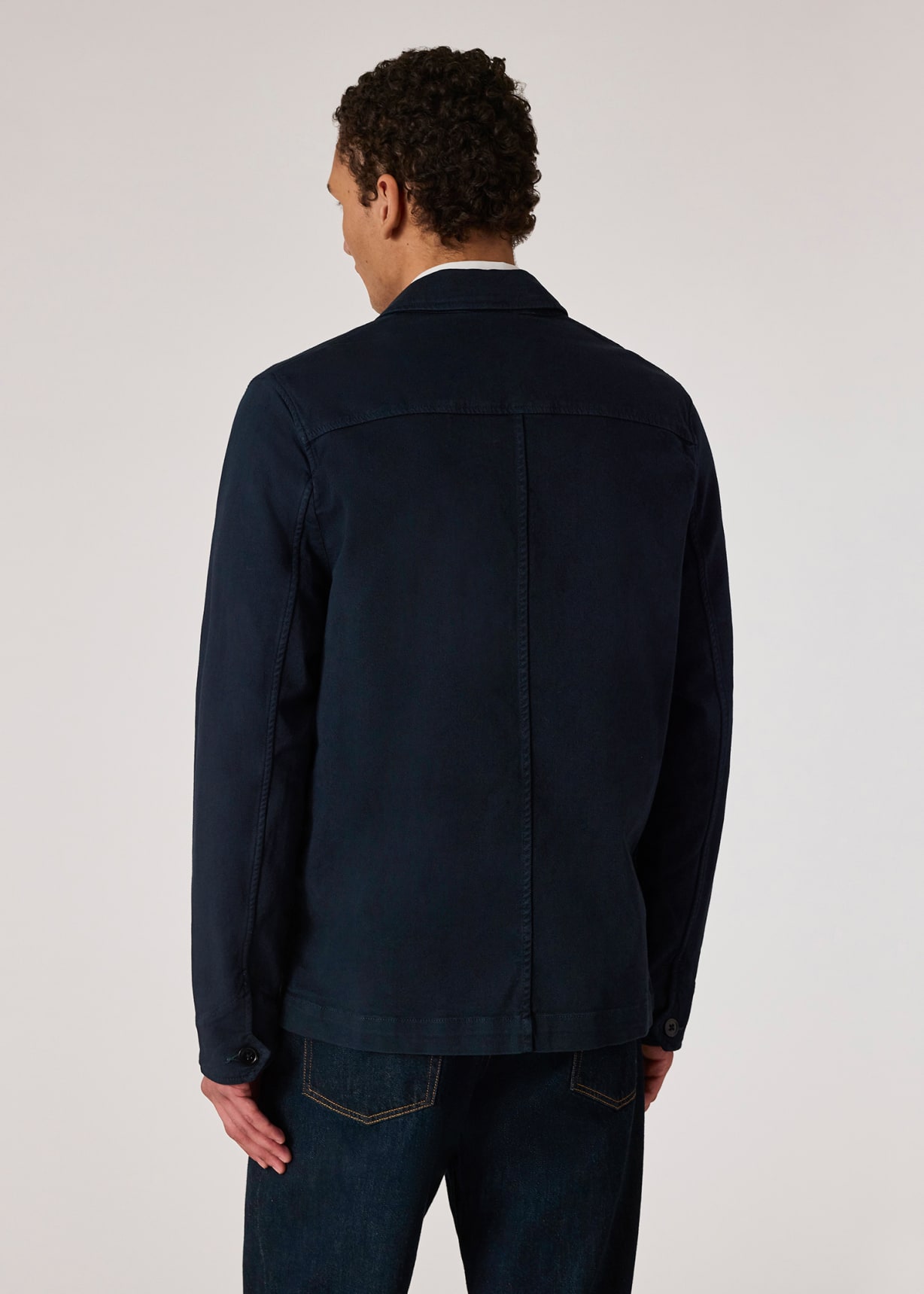 Men's Dark Navy Garment-Dyed Organic Cotton Work Jacket