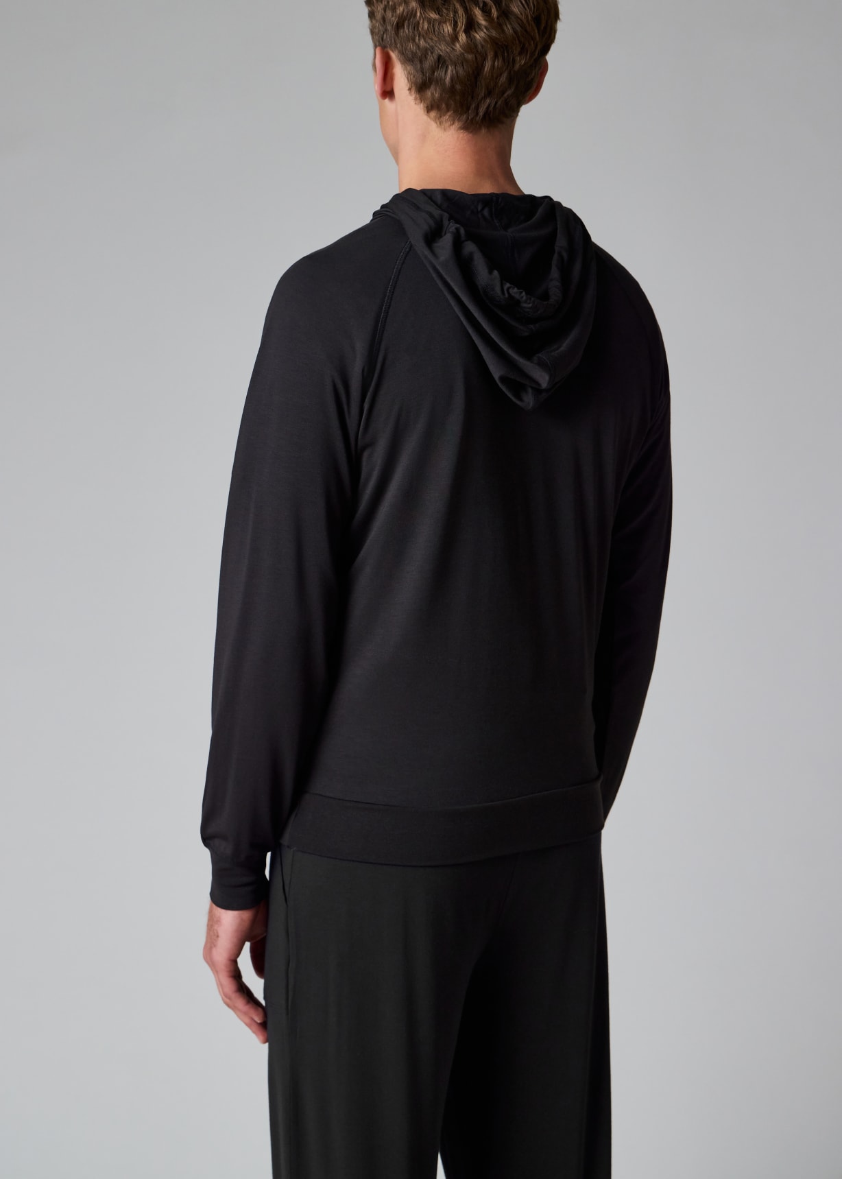 Men's Black Modal-Blend Lounge Hoodie